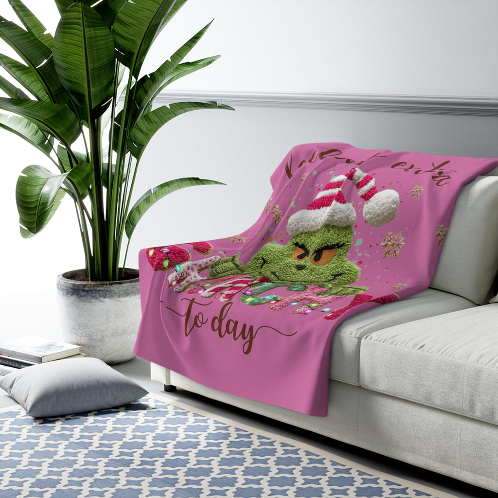 Magical Christmas Cartoon Blanket Feeling Extra Grinchy Today Sherpa Blanket - Cozy Holiday Throw