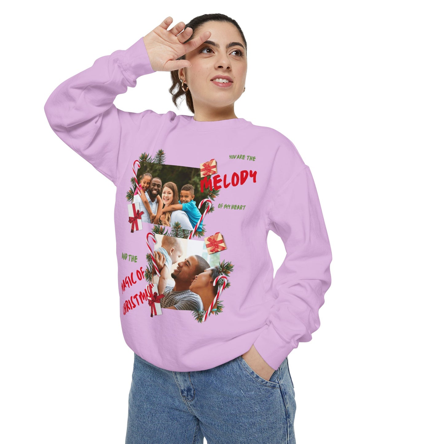 Personalized Christmas Photo Sweatshirt – “You Are the Melody” Holiday Crewneck