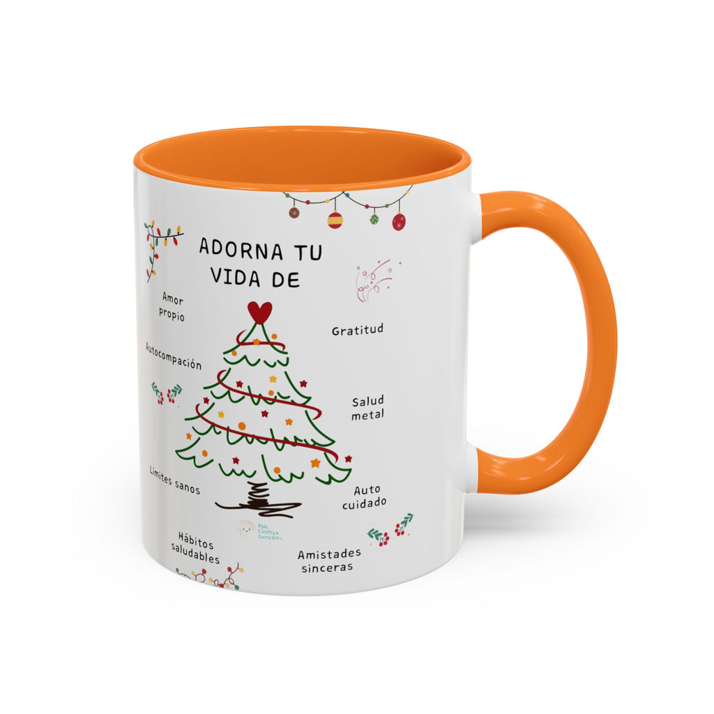 Mug — 'Adorna Tu Vida' Christmas Tree Spanish Holiday Coffee Mug (11oz/15oz)