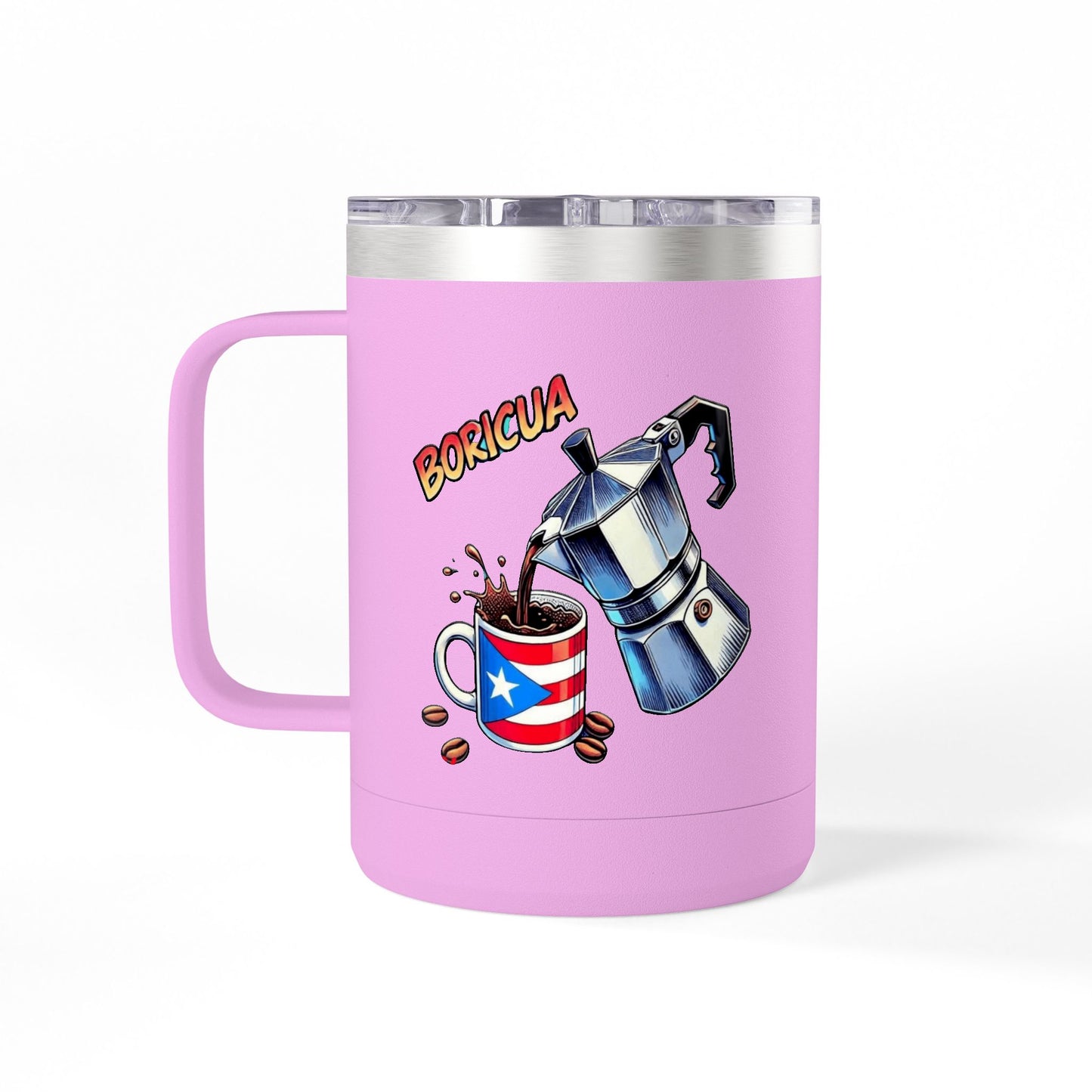 Puerto Rican Coffee Mug Tumbler, 15oz | Great Gift for Coffee Lovers, Unique Kitchen Decor, Perfect for Birthdays & Holidays