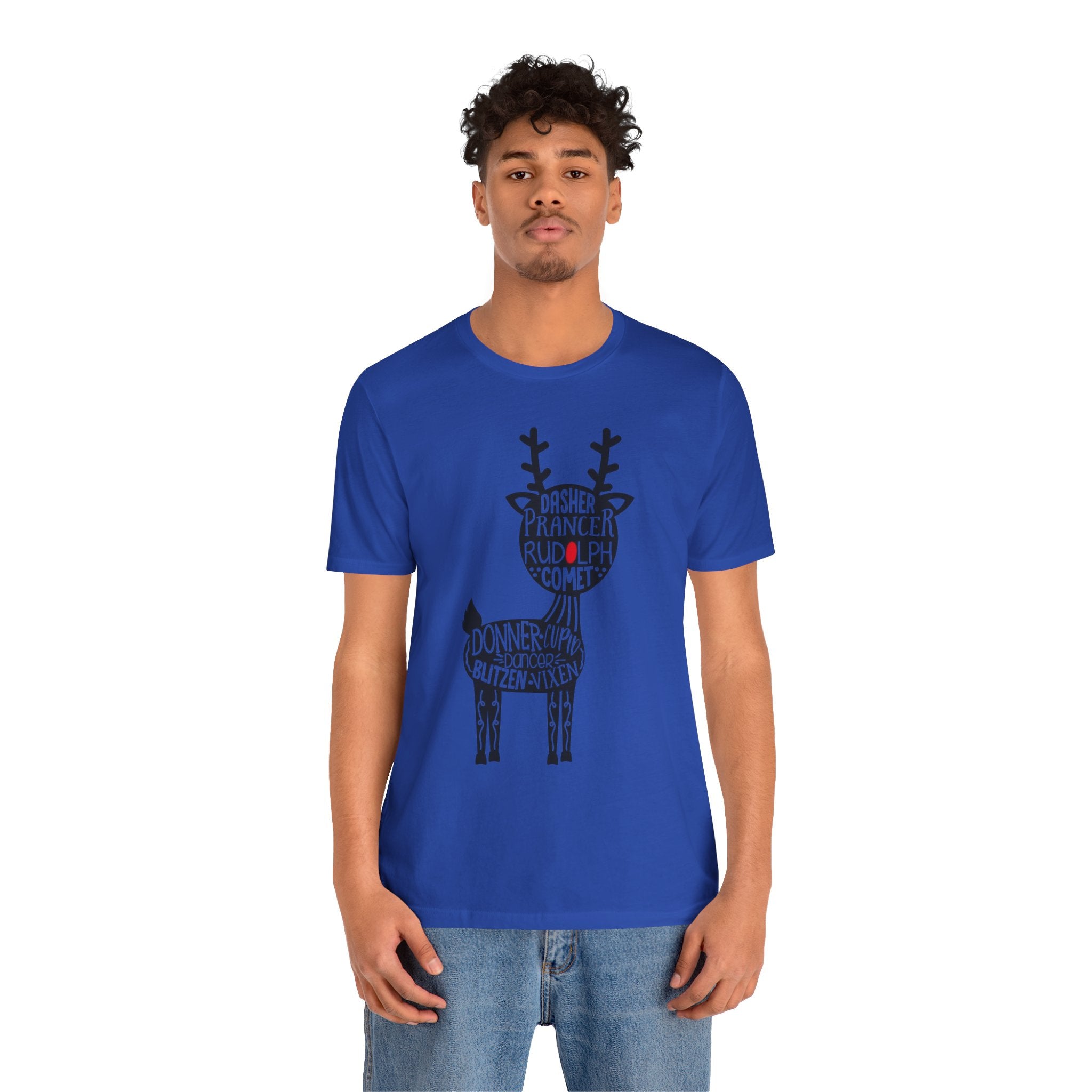 Christmas Reindeer Graphic Tee - Unisex Jersey Short Sleeve Shirt