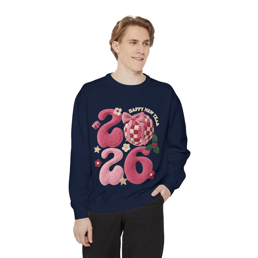 Happy New Year 2026 Sweater  Pink Festive Graphic Sweatshirt