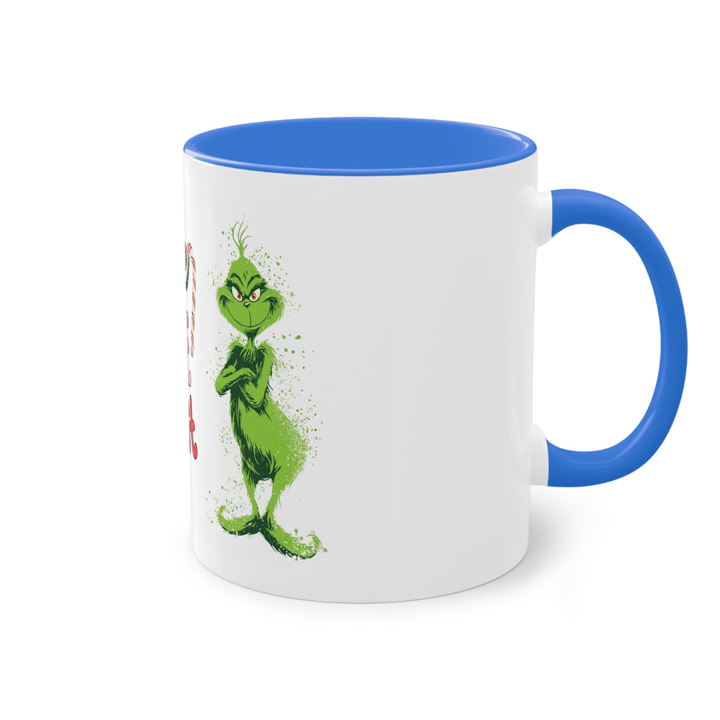 Cute Grinch Two-Tone Coffee Mug - Perfect for Holiday Cheer! Christmas Mugs Collection