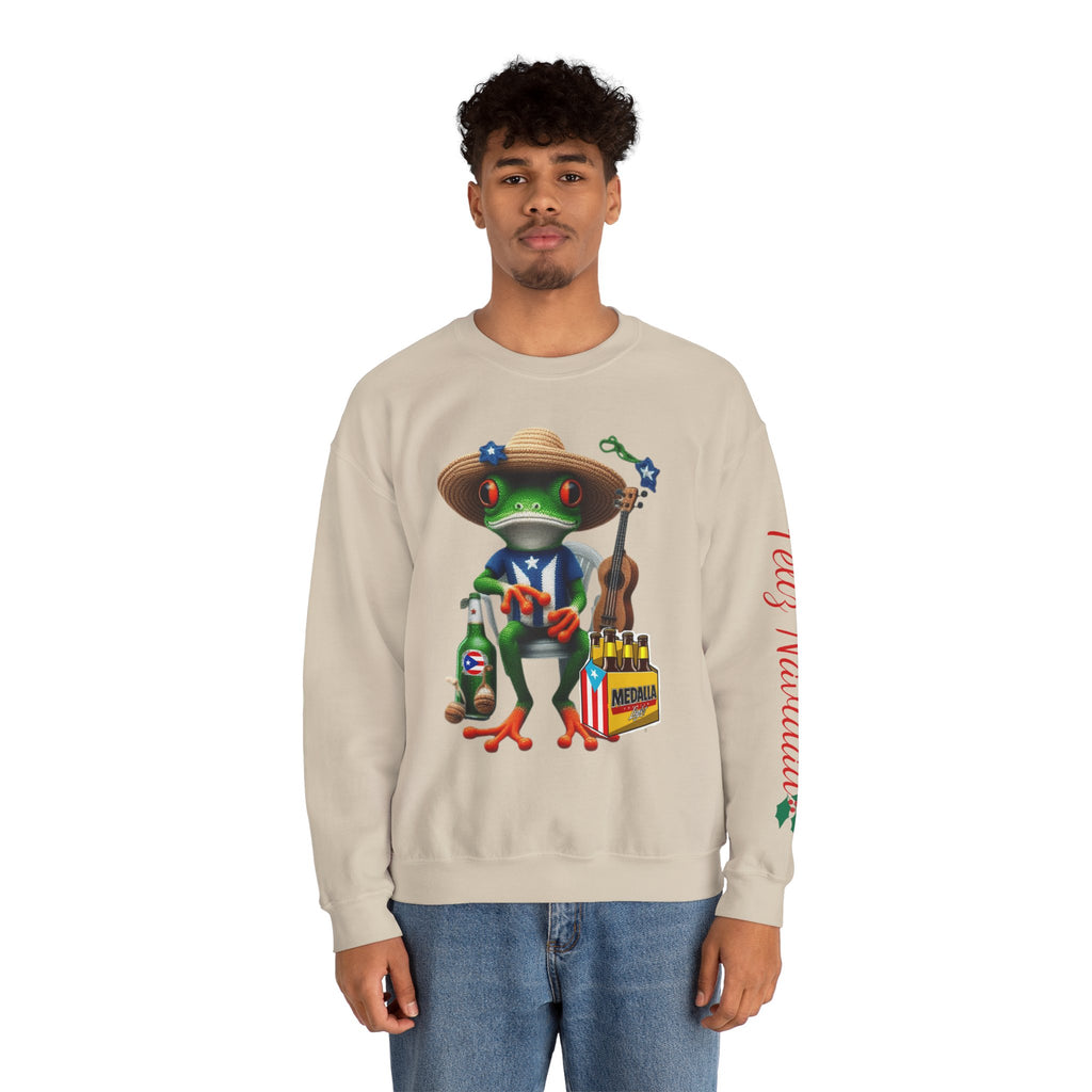 Frog Coqui Crewneck Sweatshirt – Coquito y Medalla Puerto Rican Vibes
