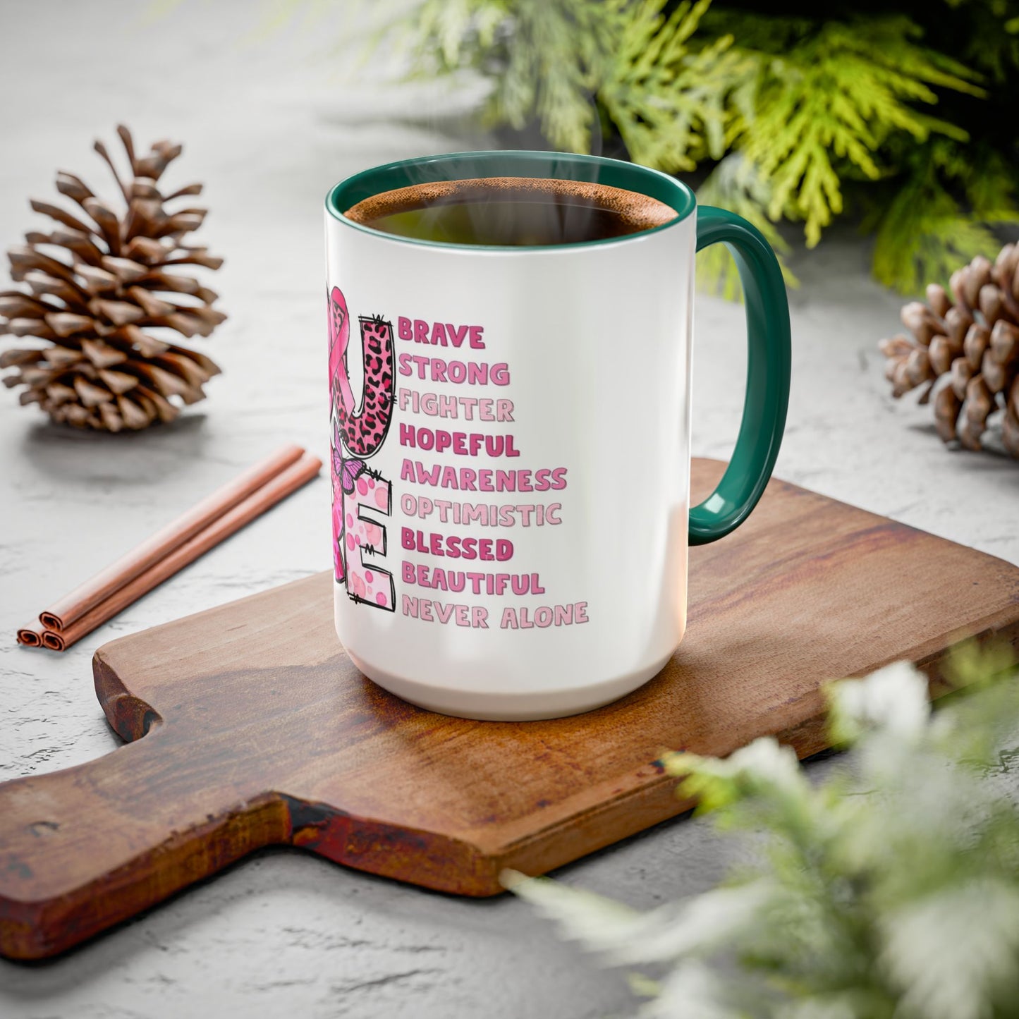 Cancer Hope Collection Empowering Inspirational Mug for Breast Cancer Awareness
