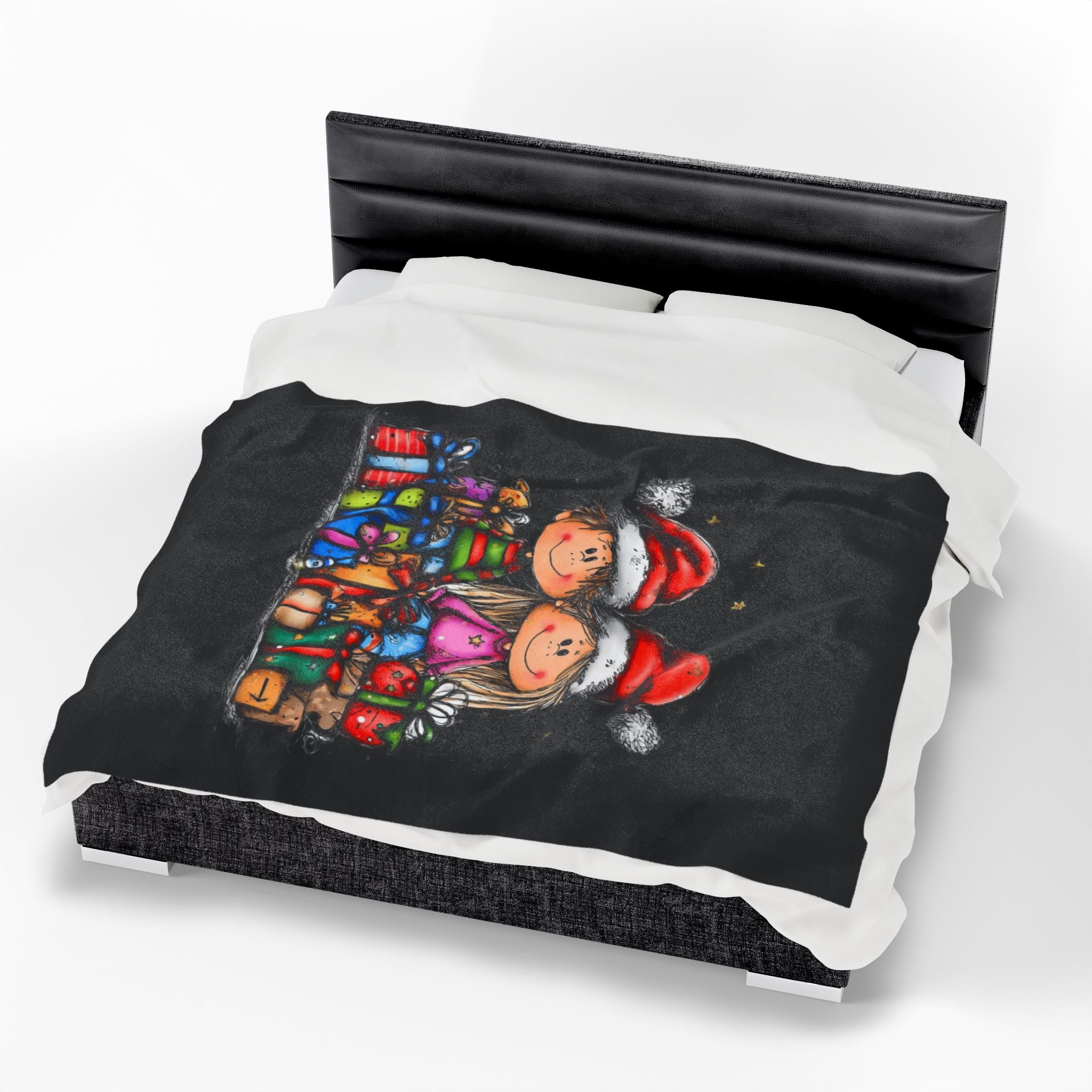 Christmas Kids & Gifts Velveteen Plush Blanket