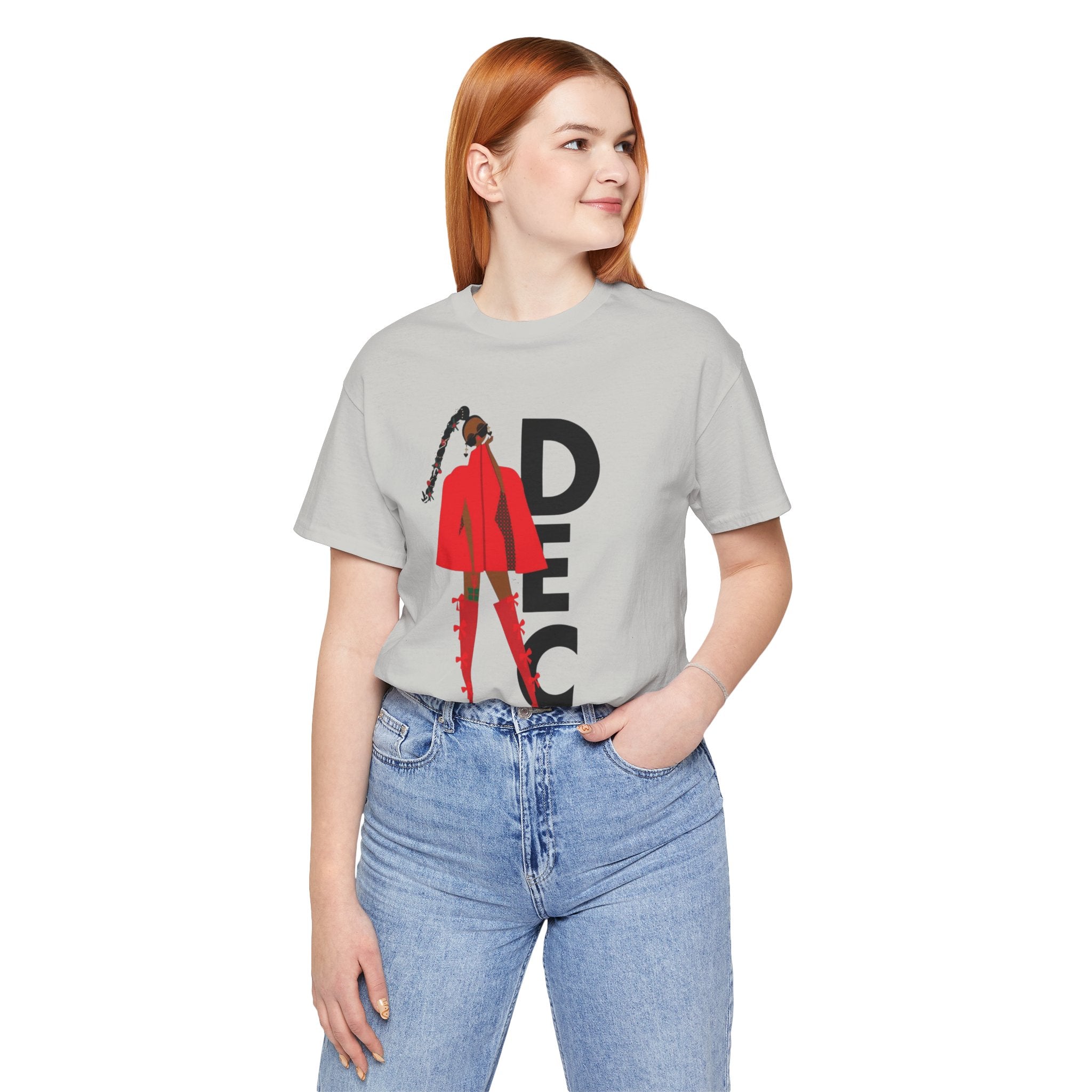 December Fashion Tee  Red Coat Model Graphic Shirt