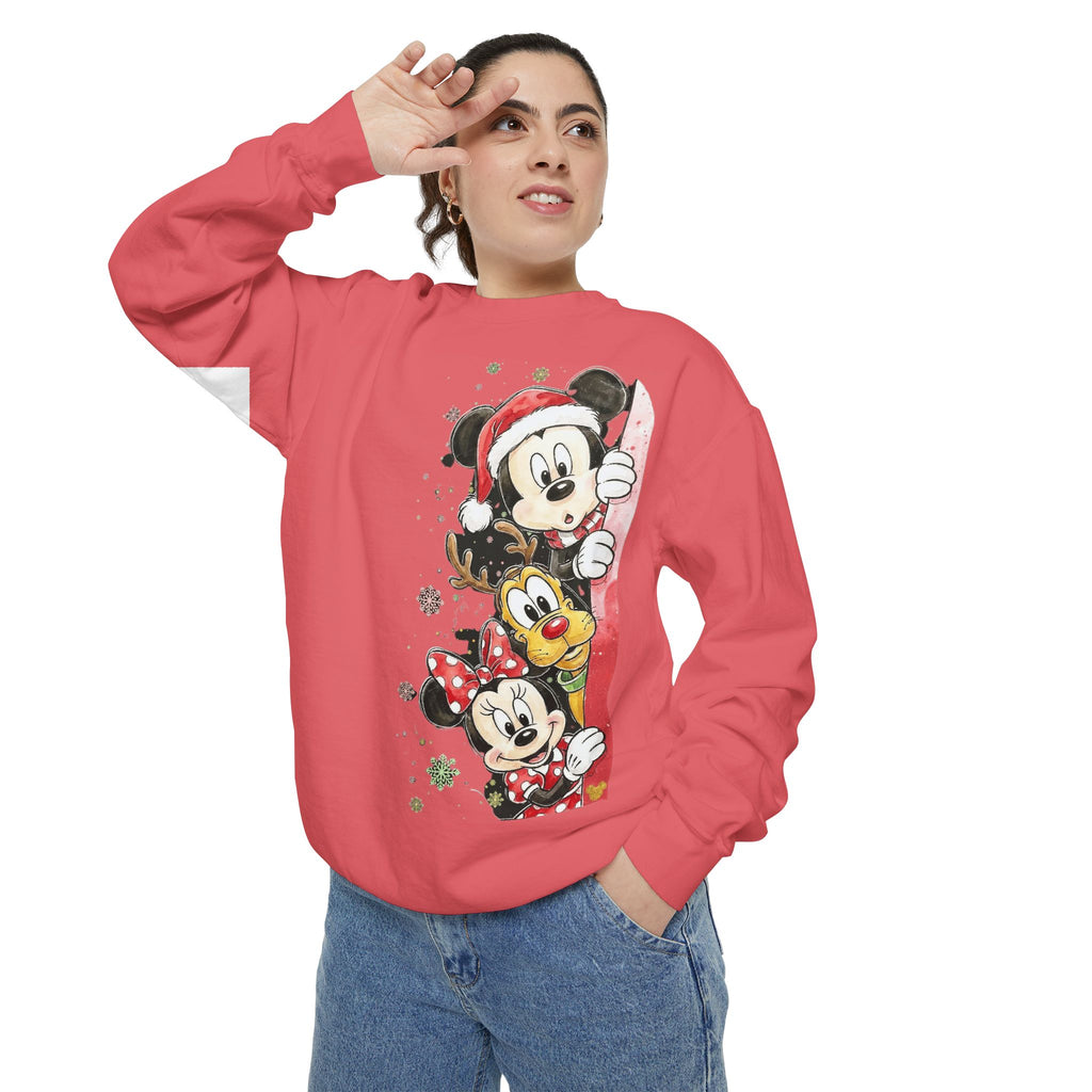 Christmas Disney Characters Sweatshirt  Mickey, Minnie & Pluto Holiday Crew Cartoon Christmas T-shirts and Sweaters