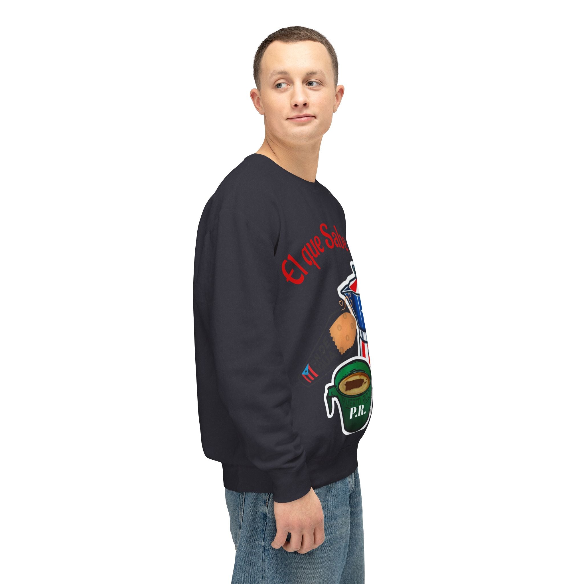 Crewneck Sweatshirt — "El que Sabe Sabe" Puerto Rico Coffee Design
