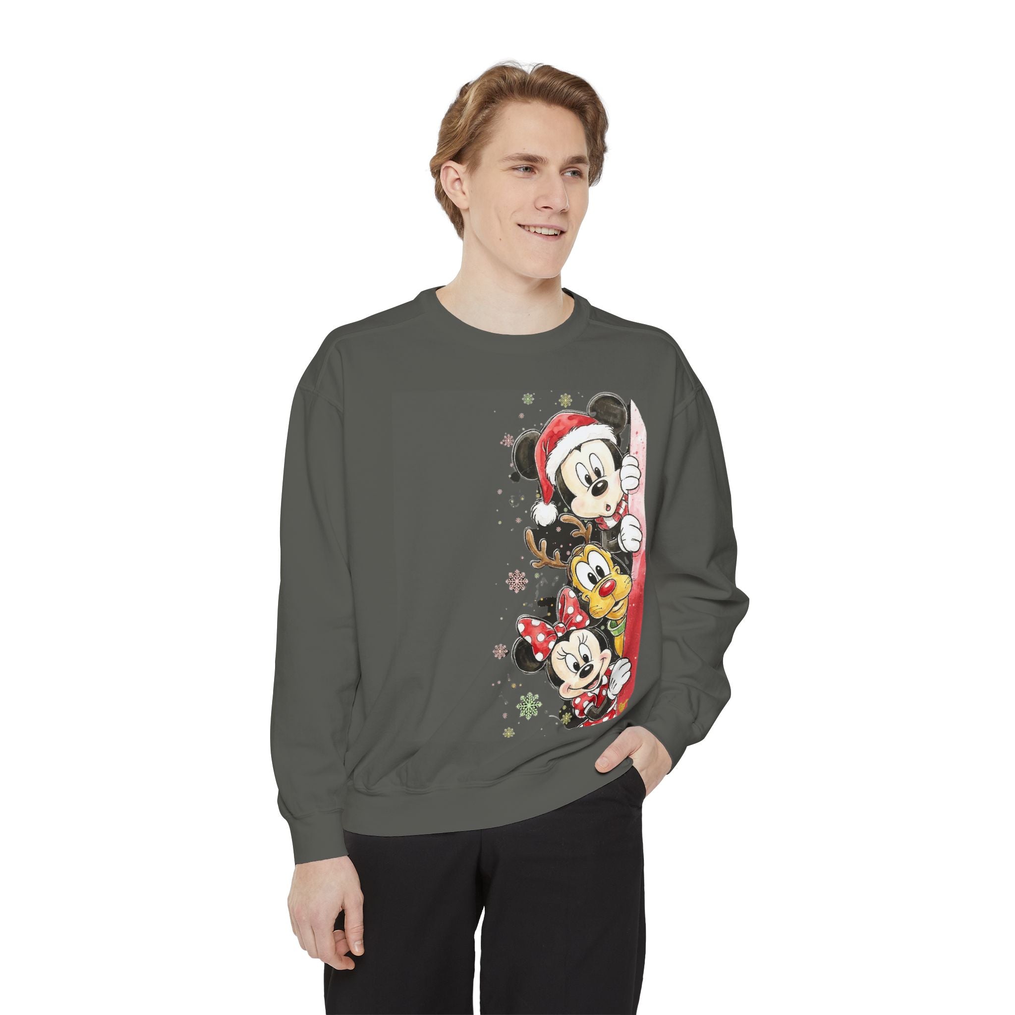 Christmas Disney Characters Sweatshirt  Mickey, Minnie & Pluto Holiday Crew Cartoon Christmas T-shirts and Sweaters
