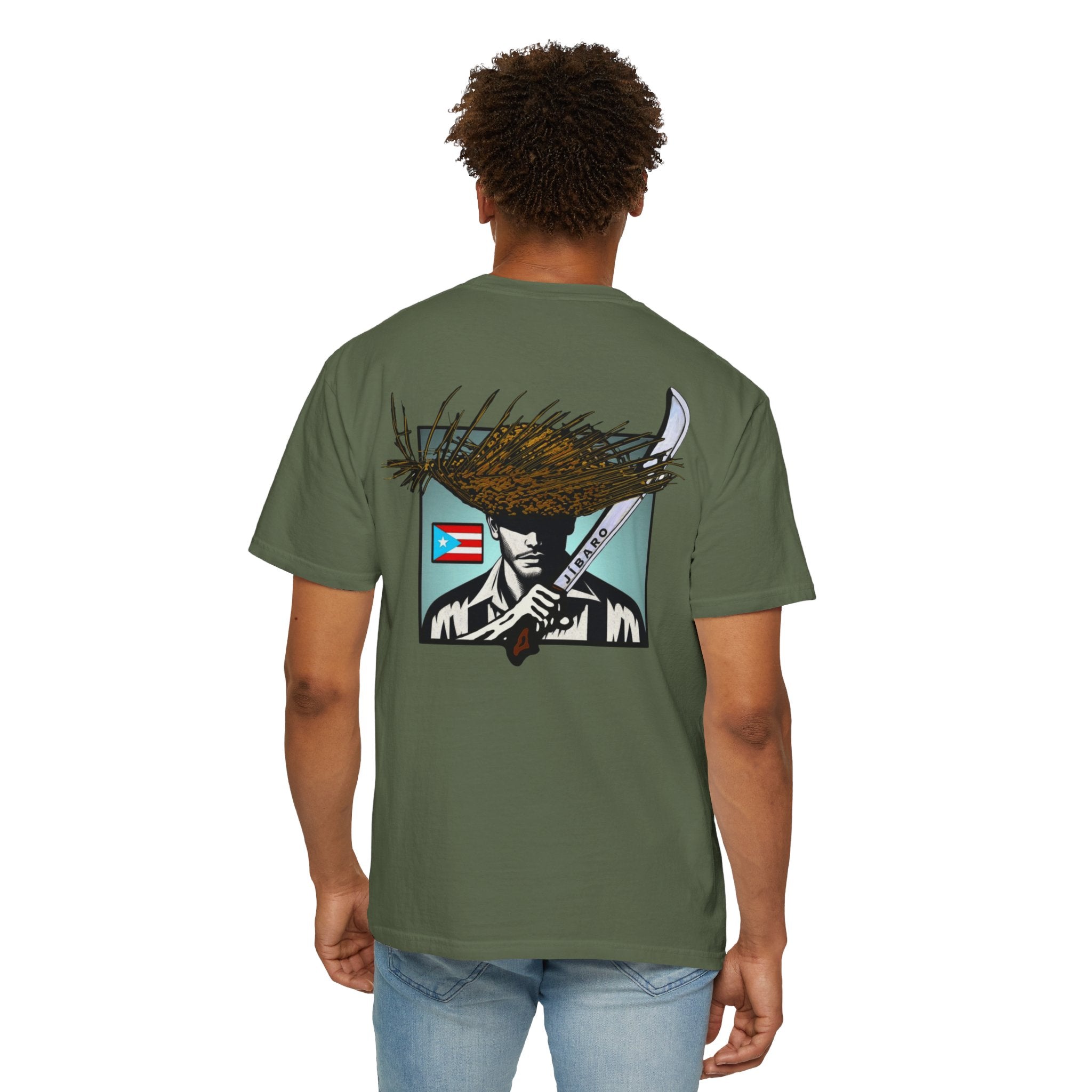 T-Shirt  "Jíbaro" Puerto Rican Heritage Tee (Back Machete  Sombrero de Paja Design) Puerto Rico’s Navidades