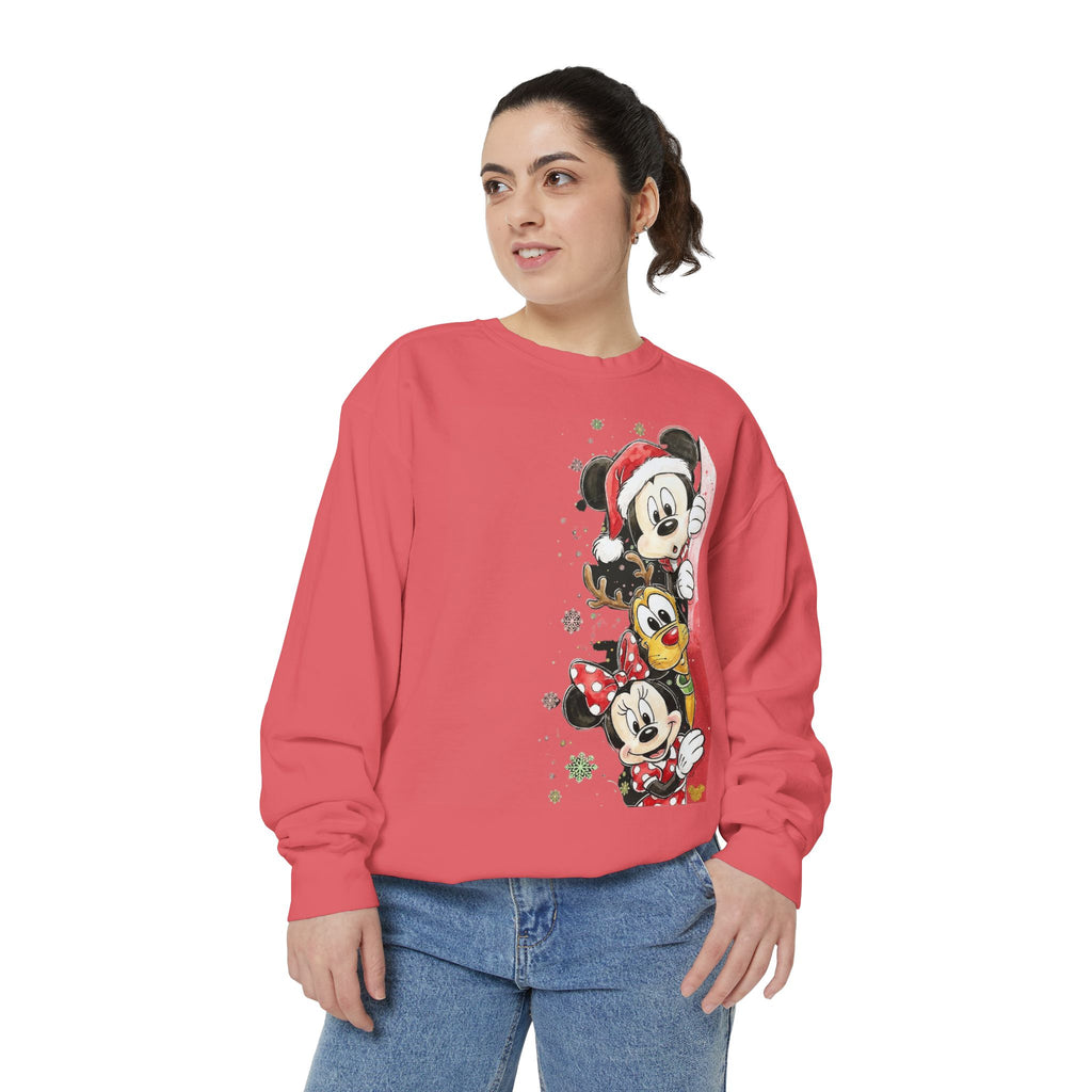 Christmas Disney Characters Sweatshirt  Mickey, Minnie & Pluto Holiday Crew Cartoon Christmas T-shirts and Sweaters