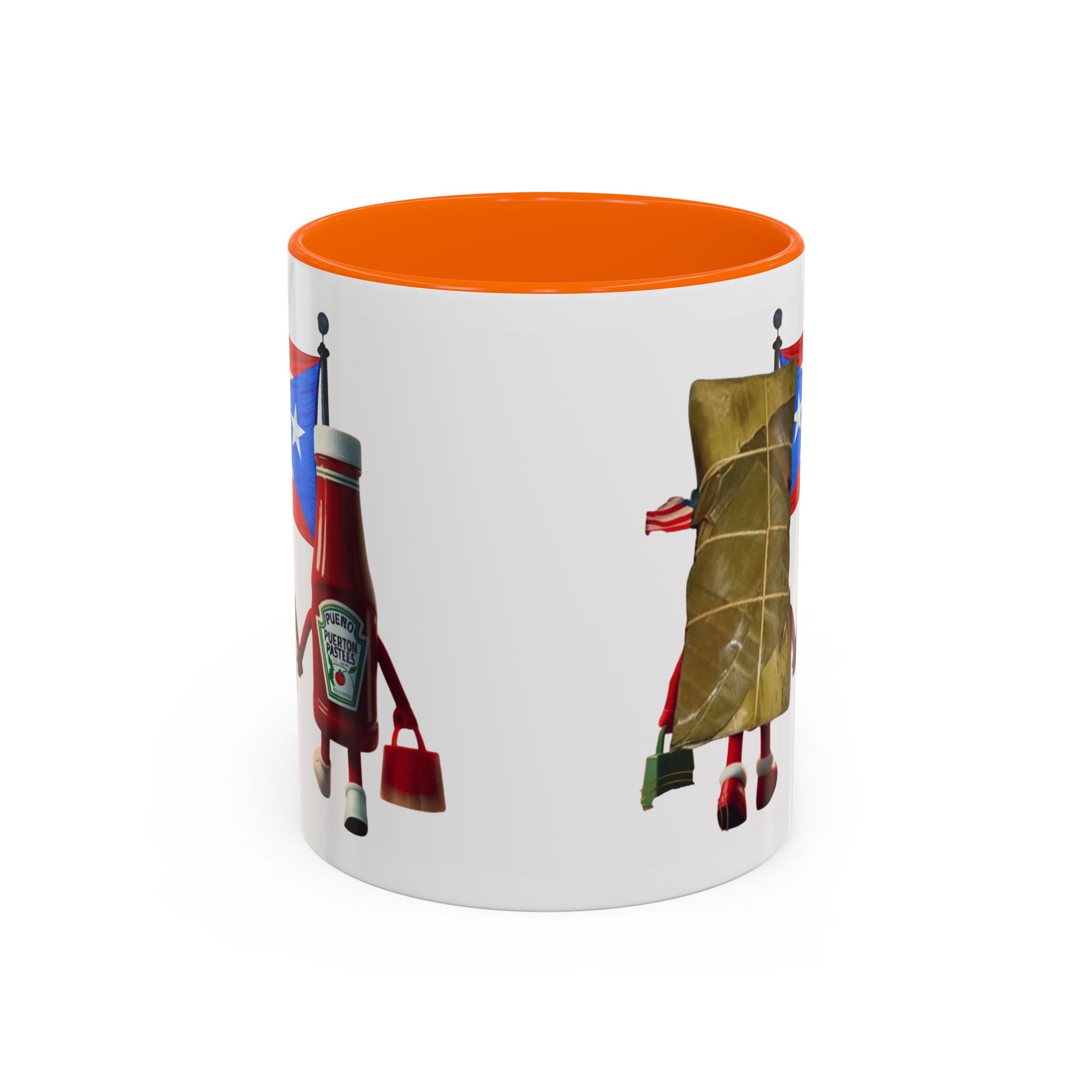 Puerto Rican Flag Ketchup & Pasteles Coffee Mug — Funny Food Friends Accent Mug (11/15oz)