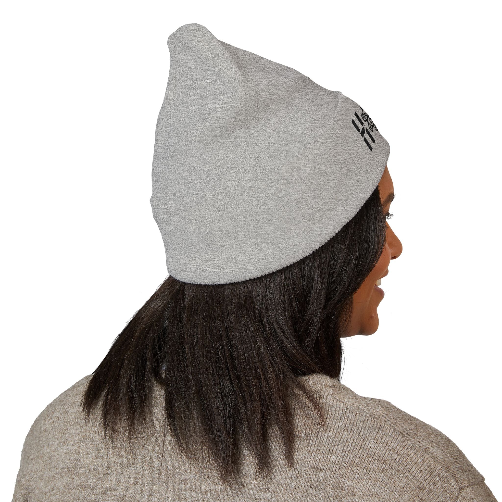 Embroidered 'Holi' Symbol Knit Hat Puerto Rico Beanie Hat – Boricua Pride Cuffed Winter Hat
