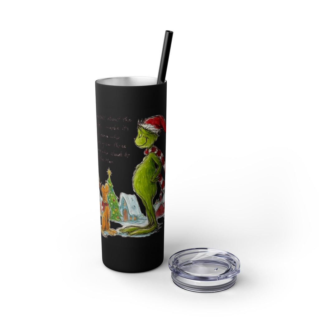 Grinch Christmas Skinny Tumbler with Straw — Dr. Seuss Holiday Quote Design, 20oz Christmas Mugs Collection