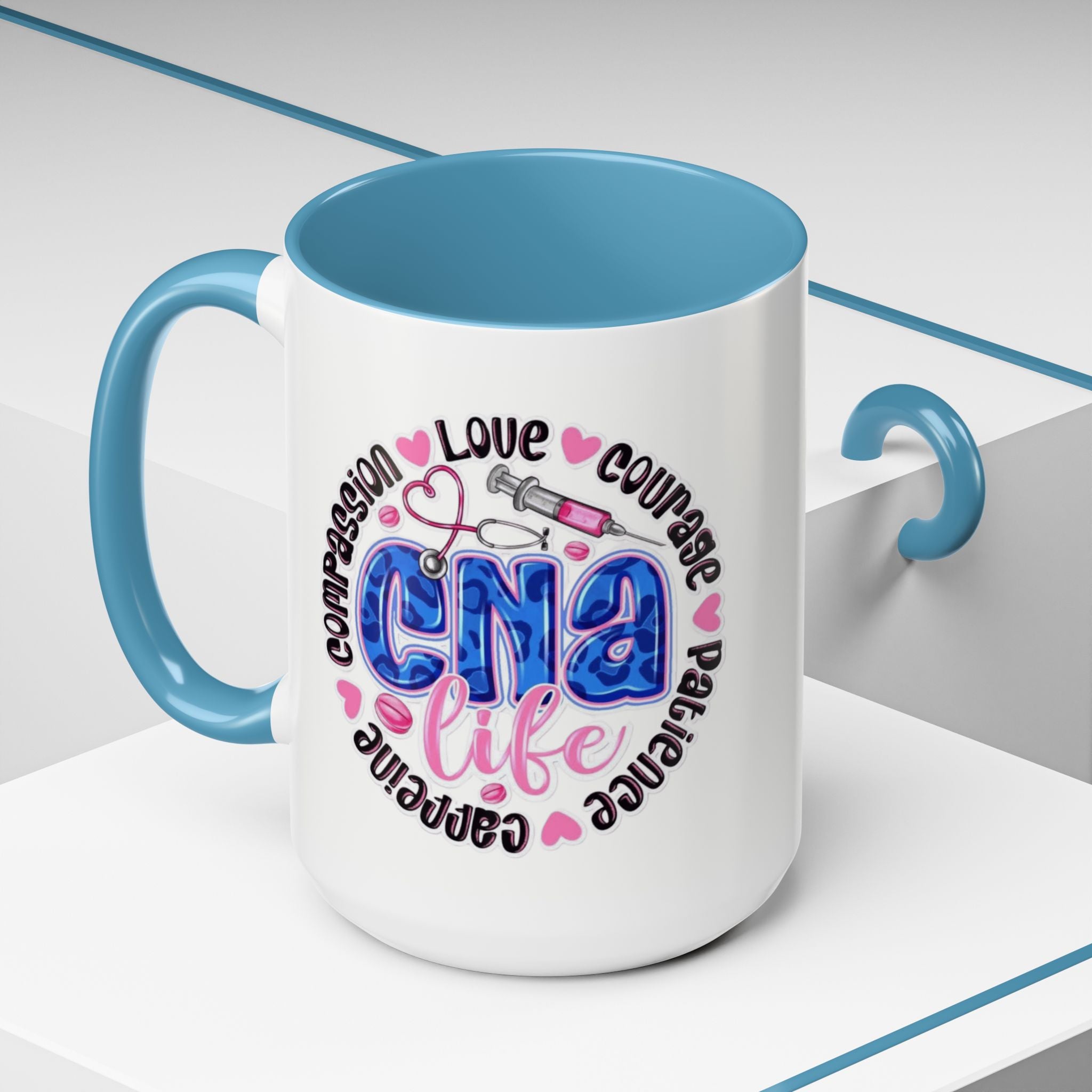 CNA Life Coffee Mug — Compassion, Courage & Patience Accent Mug (11/15oz) Medical Christmas Mug