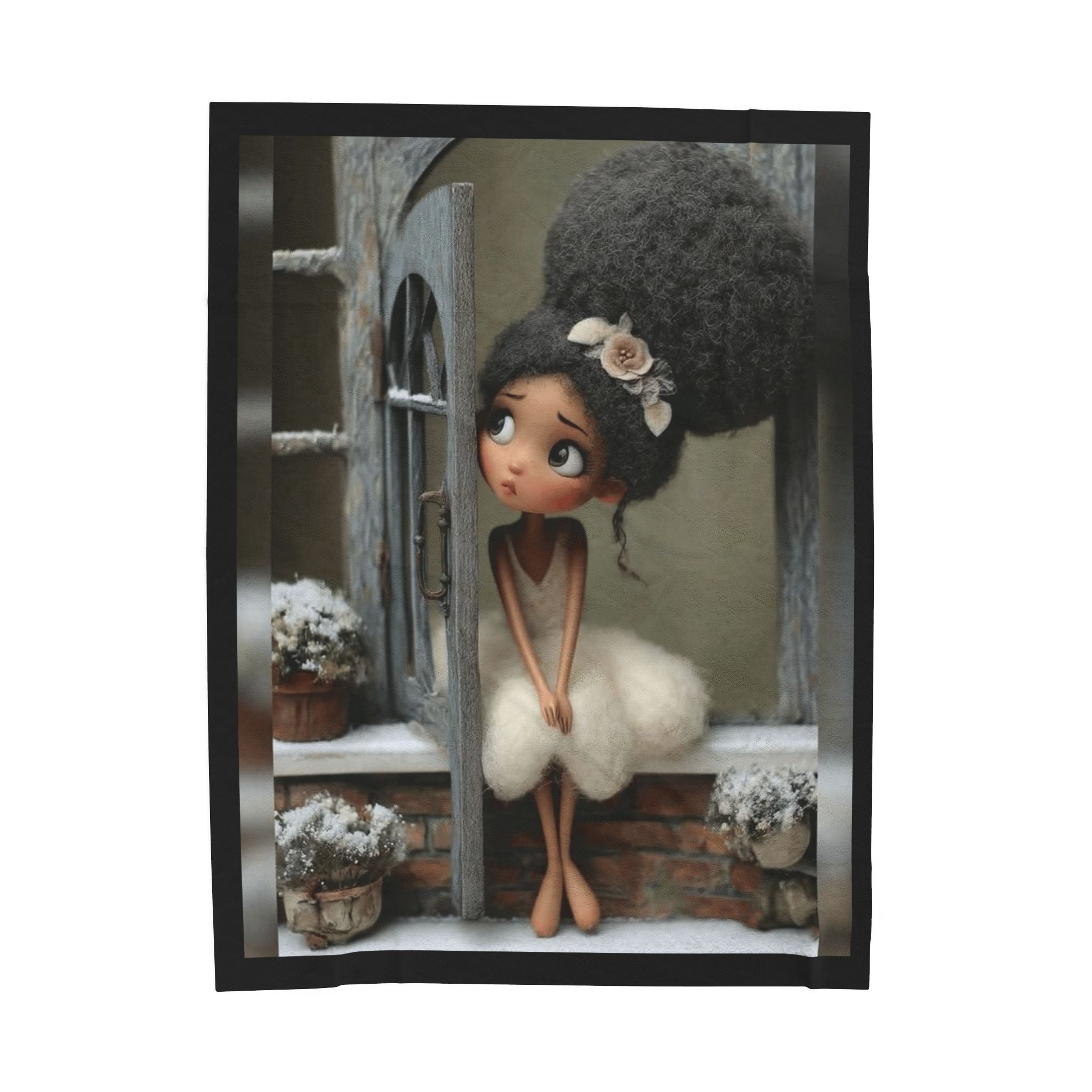 Cute Cozy Plush Blanket — Whimsical Ballerina Girl Velveteen Throw