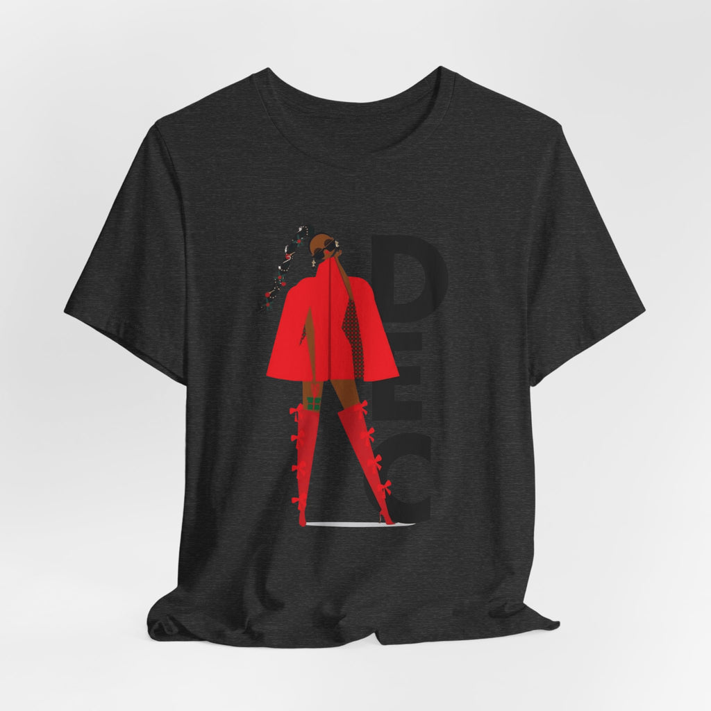 December Fashion Tee  Red Coat Model Graphic Shirt