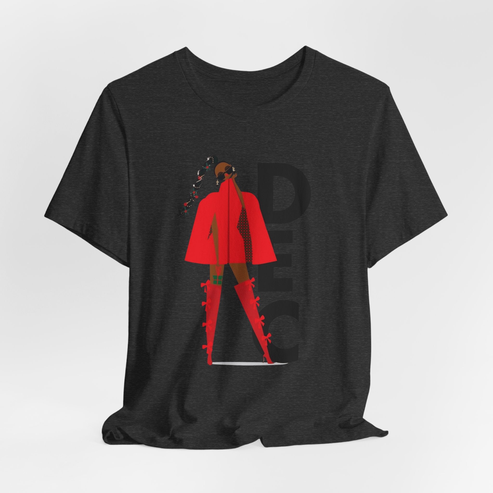 December Fashion Tee  Red Coat Model Graphic Shirt