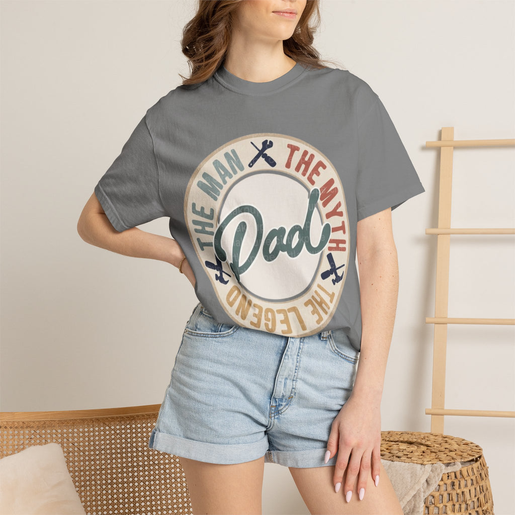 Dad Retro Badge T-Shirt — “Dad: The Man, The Myth, The Legend” Father’s Day Tee