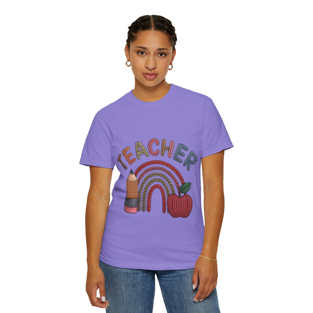 Teacher Rainbow Pencil & Apple T-Shirt — Back-to-School Gift for Educators