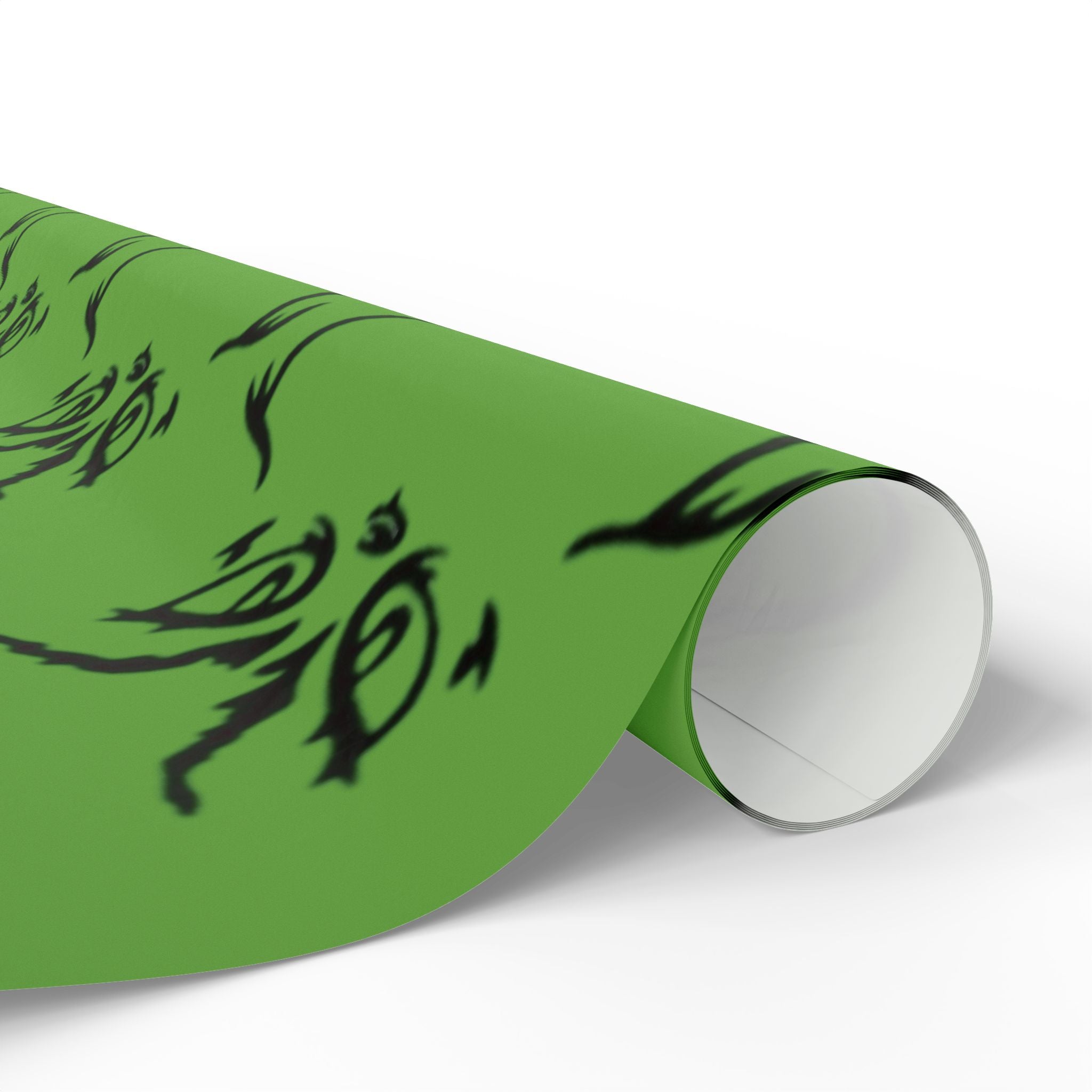 The Grench Wrapping Paper Roll  Green Tribal Swirl Gift Wrap (Holiday & Birthday)