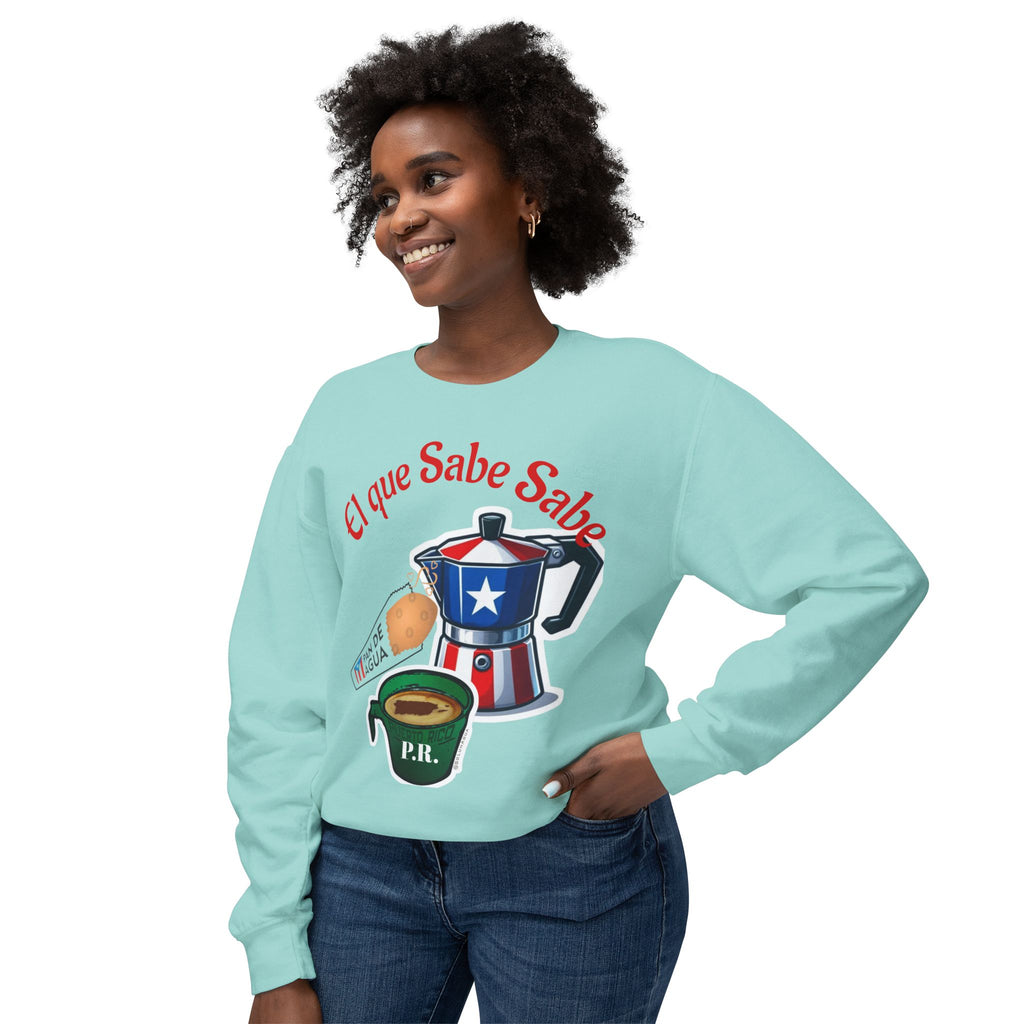 Crewneck Sweatshirt — "El que Sabe Sabe" Puerto Rico Coffee Design