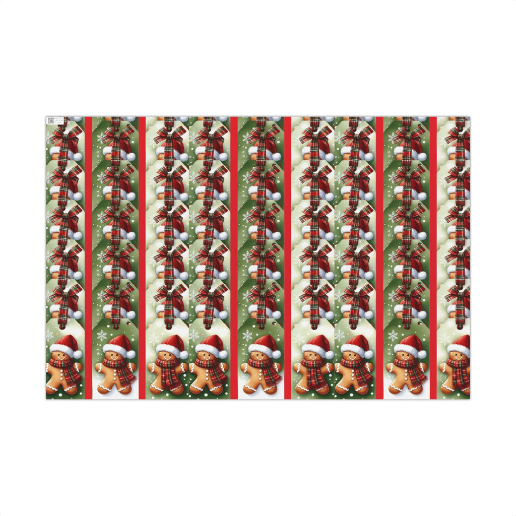 Christmas Gingerbread & Plaid Gift Wrap Paper – Holiday Present Wrapping Sheets