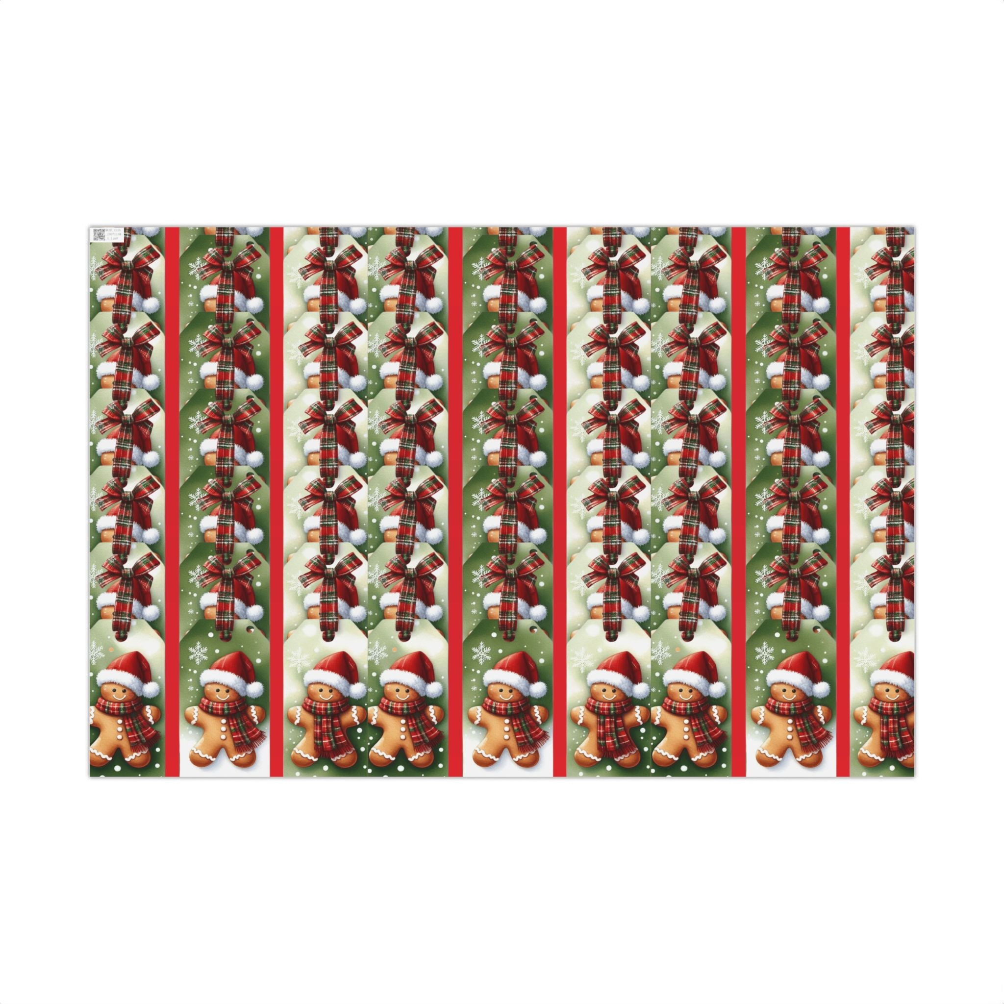 Christmas Gingerbread & Plaid Gift Wrap Paper – Holiday Present Wrapping Sheets