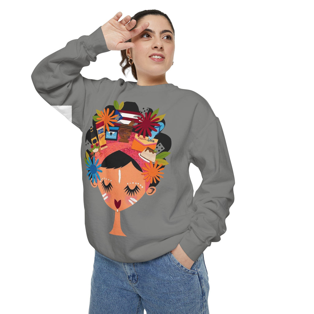 Floral Fiesta Sweatshirt — Colorful Tropical Woman Graphic Puerto Rico Navidades