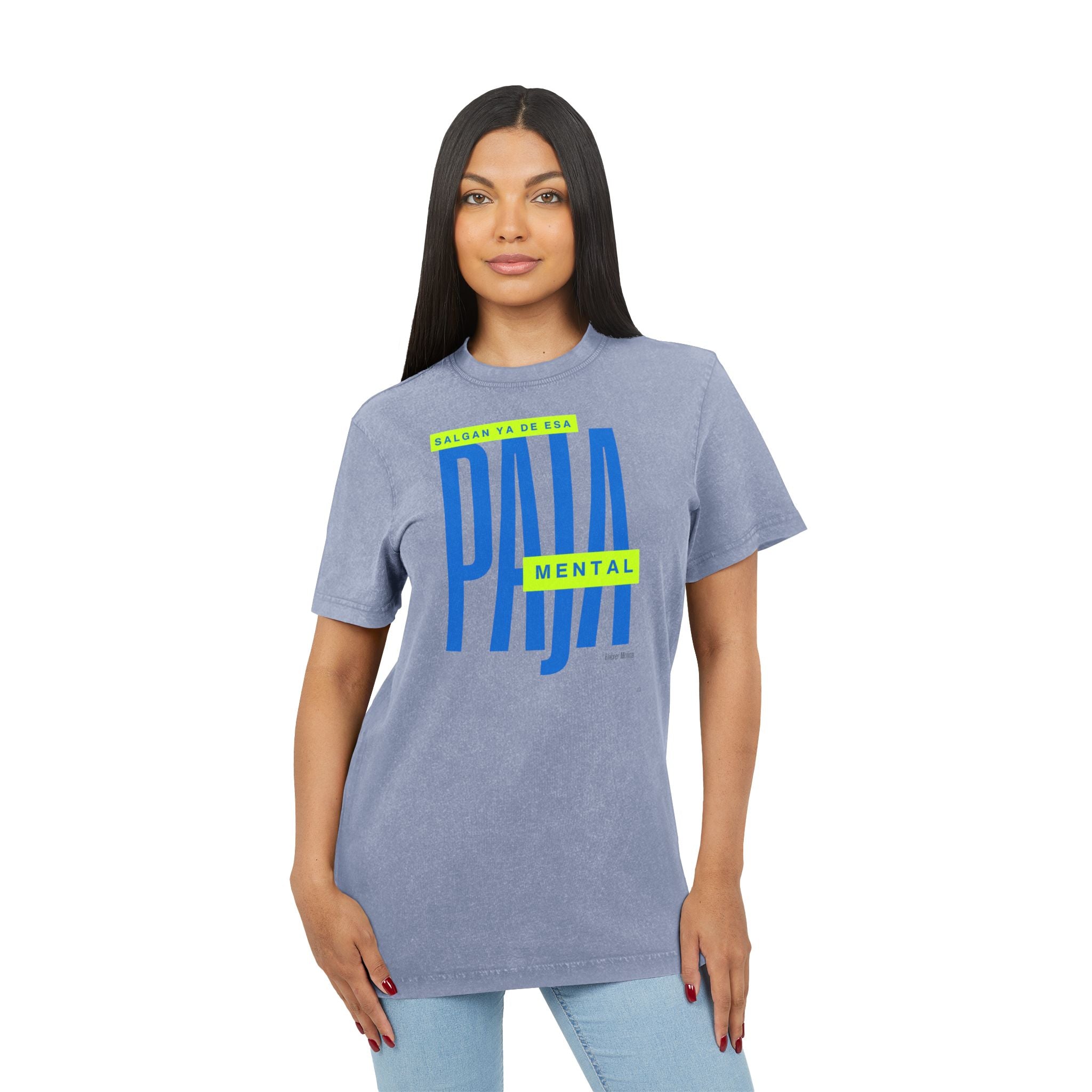 Orgullo puertorriqueño Acid Washed Tee  Bold "Paja Mental" Graphic Streetwear