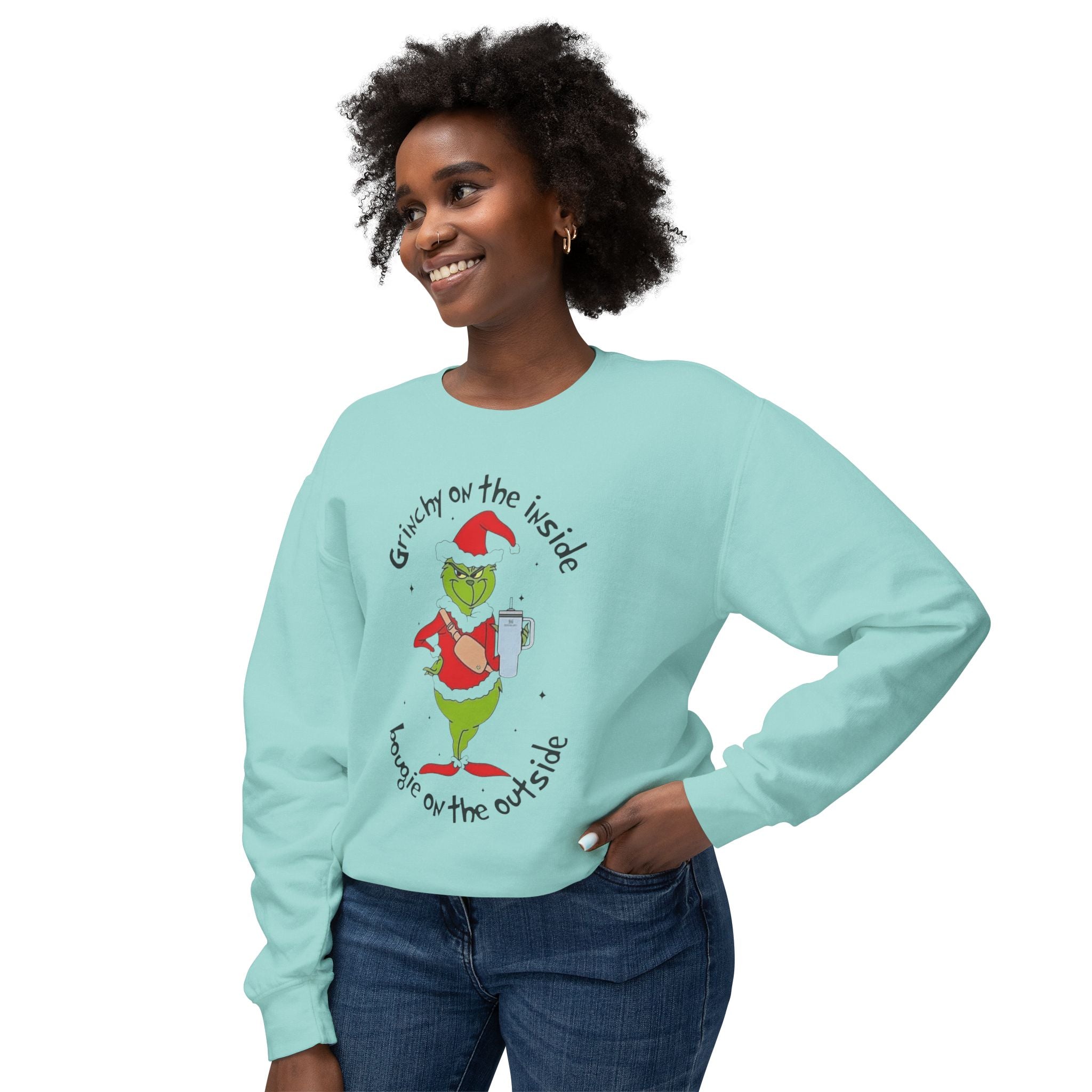 Funny, Cute & Classic Christmas Designs Grinchy on the Inside Crewneck Sweatshirt