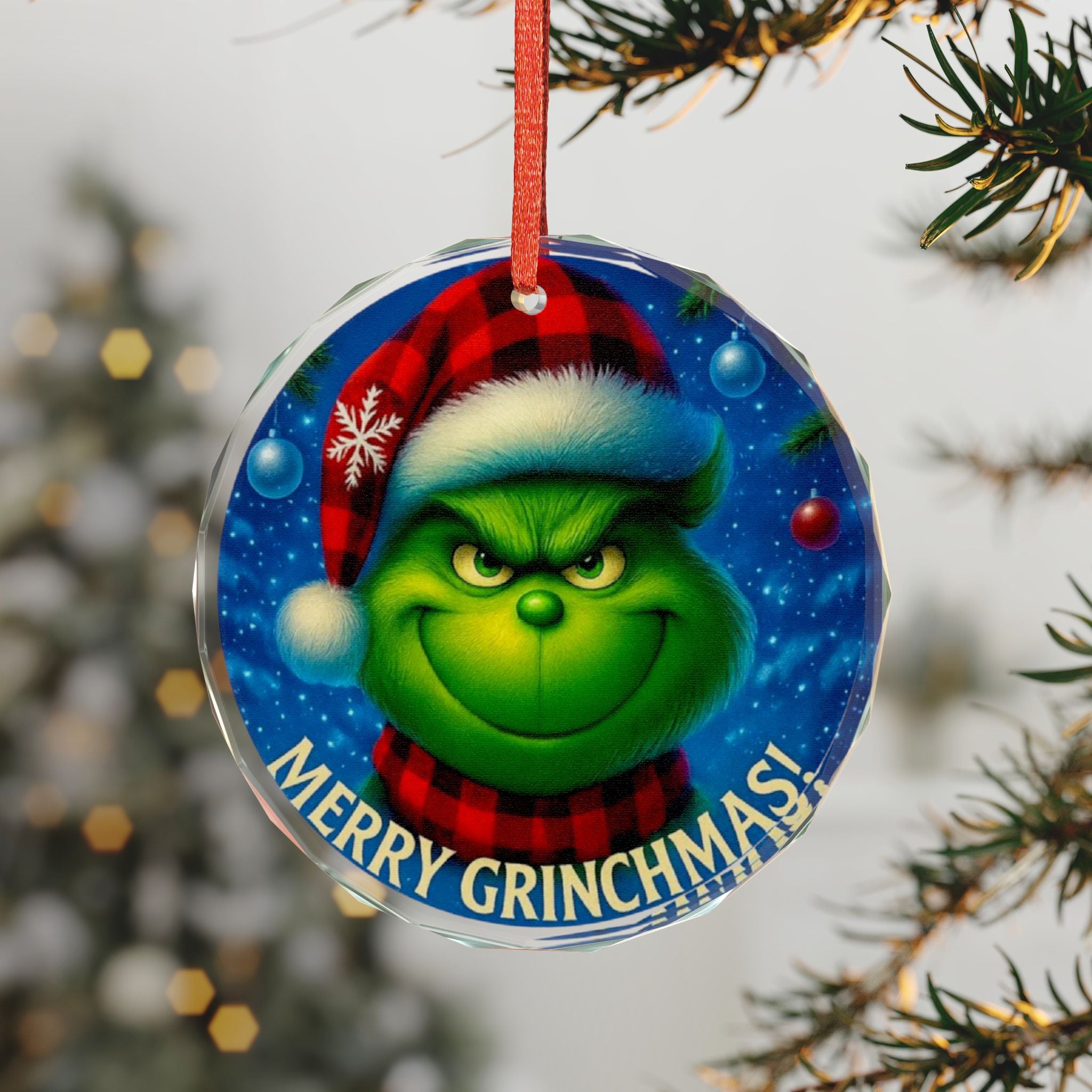 Grinch Heart Glass Ornament - Festive Holiday Decor