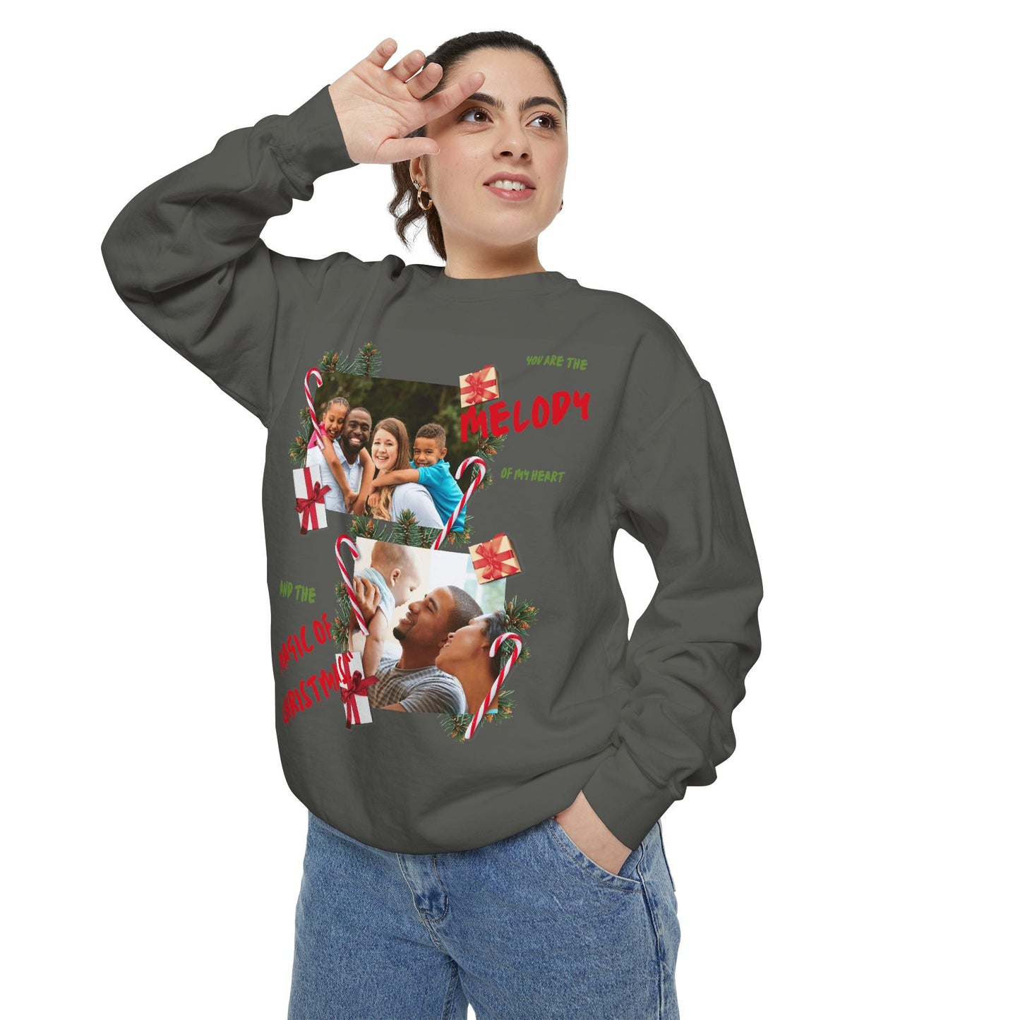 Personalized Christmas Photo Sweatshirt – “You Are the Melody” Holiday Crewneck