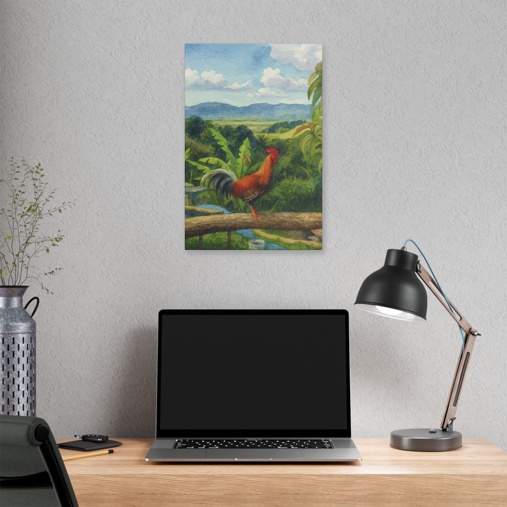 These Puerto Rico inspired Rooster Morning Landscape Canvas