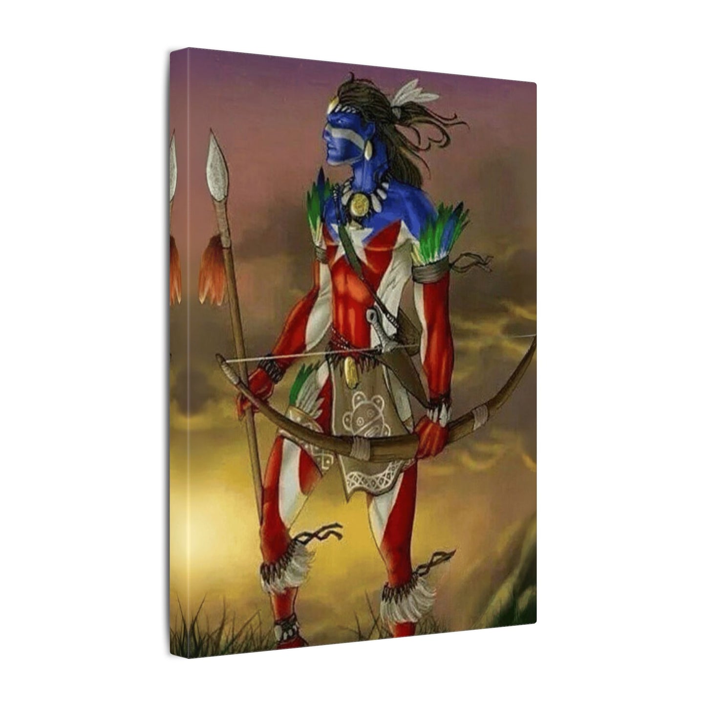 Borikén Rooted in Culture, Radiating Power Tribal Puerto Rico Warrior Canvas Art, Taino Wall Decor, Boho, Unique Gift for Collectors, Cultural Prints