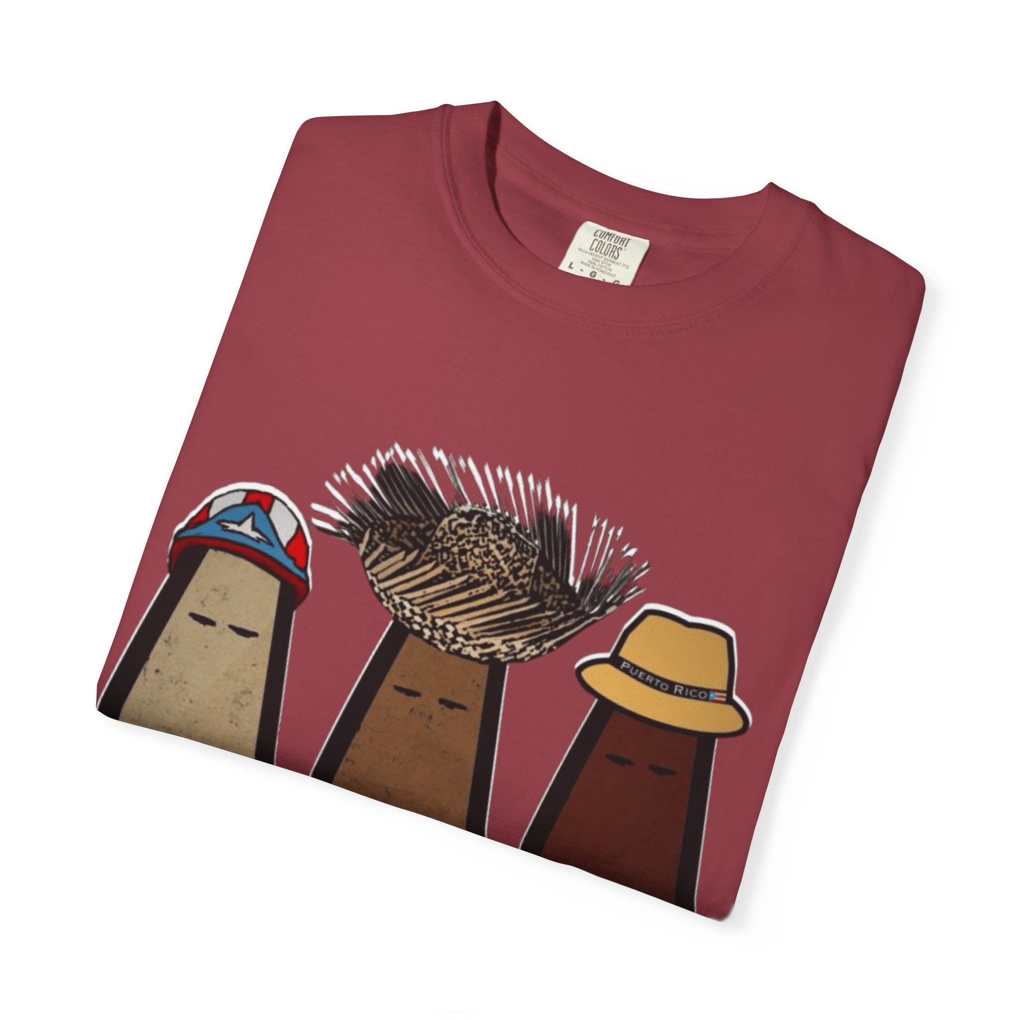 Puerto Rican Batey Cabin T-Shirt  Three Masks & Rustic House Graphic Tee Puerto Rico Navidades