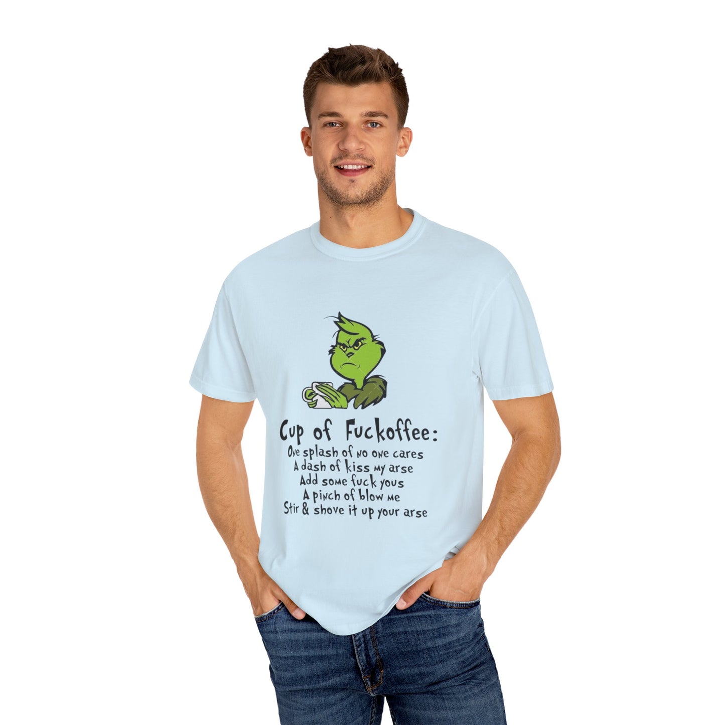 Holiday Graphic Tees  Cozy Festive Wear Funny Grinch-Inspired Unisex T-Shirt Cup of Fuckoffee