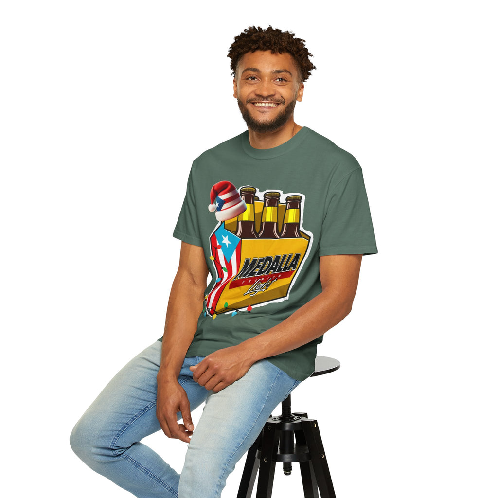 Medalla Light Beer T-Shirt  Navidad Boricua Holiday Tee Puerto Rico’s Navidades