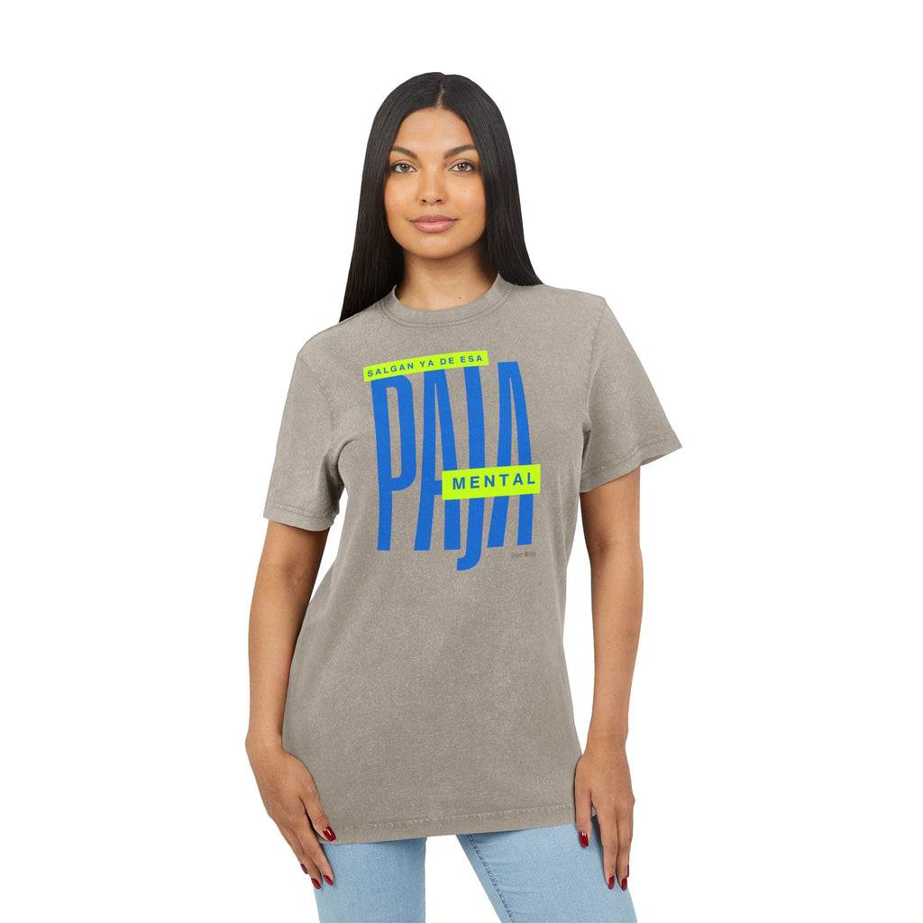 Orgullo puertorriqueño Acid Washed Tee  Bold "Paja Mental" Graphic Streetwear