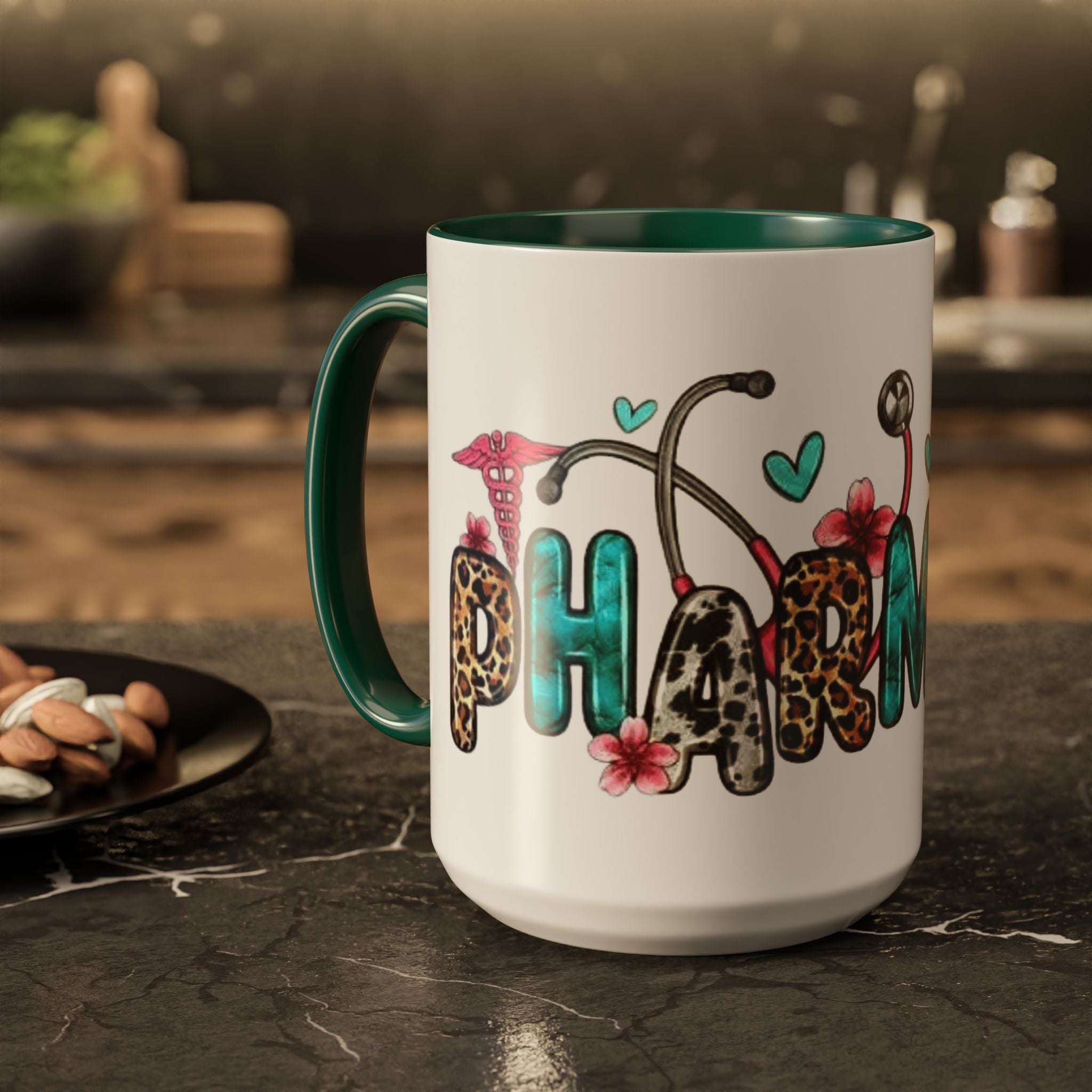 Pharmacy Nurse Coffee Mug — Cute Leopard & Teal Medical Design (11oz/15oz)Christmas mug for all healthcare heroes