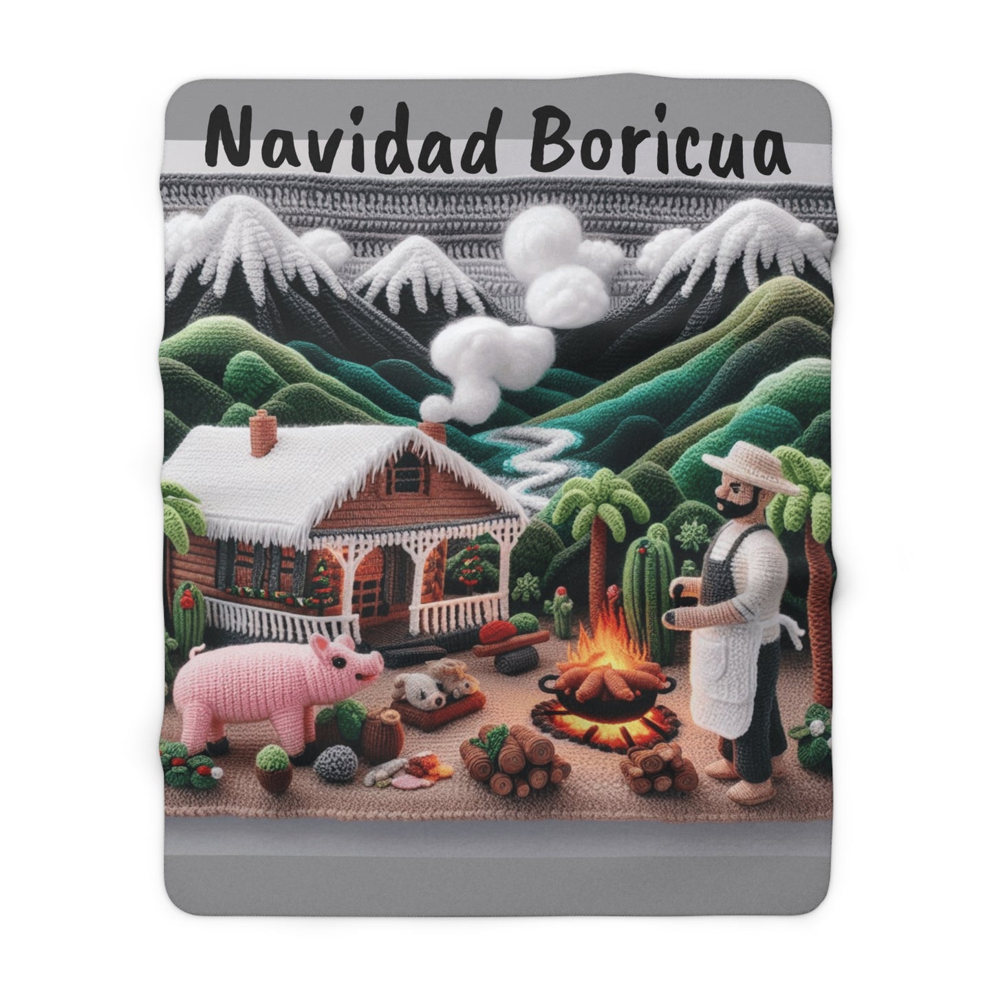 Sherpa Fleece Blanket - Puerto Rico Christmas Decor and Holiday Gift