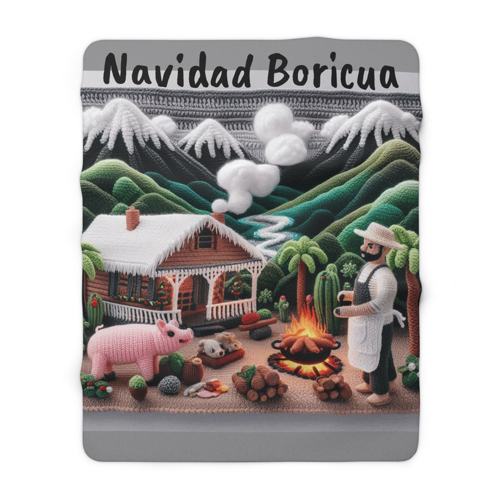 Sherpa Fleece Blanket - Puerto Rico Christmas Decor and Holiday Gift
