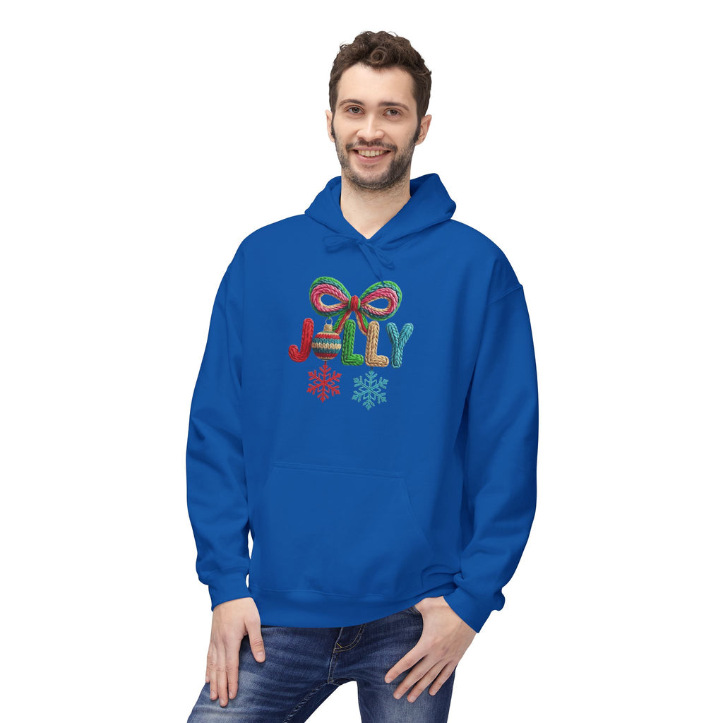 Jolly Candy Cane Holiday Hoodie — "JOLLY" Festive Sweatshirt