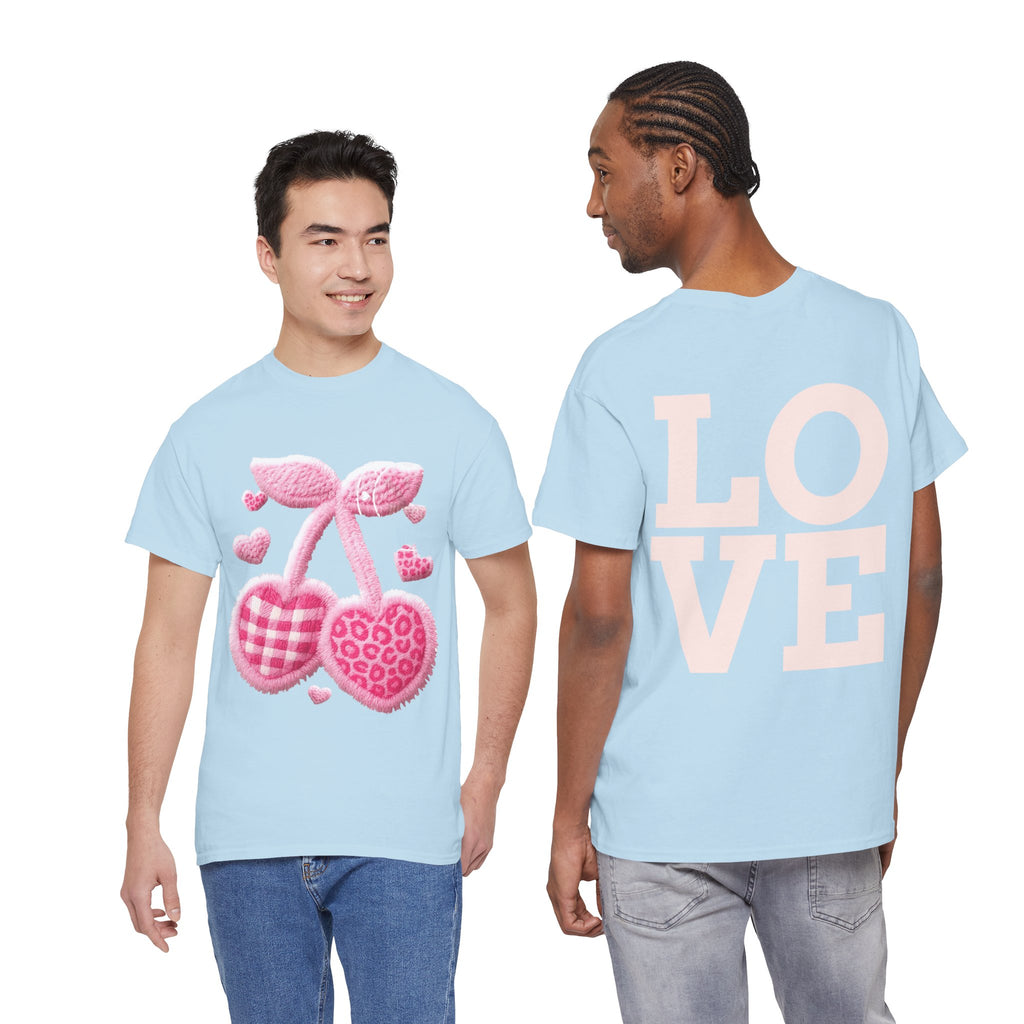 Pink Heart Cherries Tee  LOVE Graphic Valentine T-Shirt