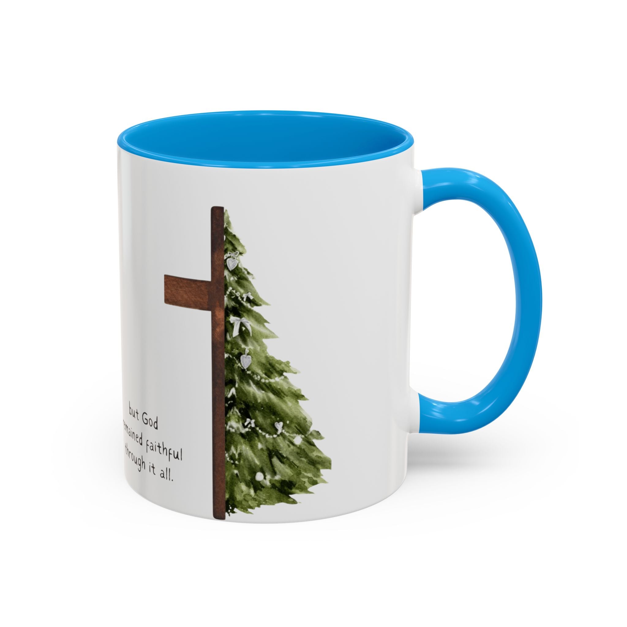 Christian Cross & Pine Tree Mug — Faith Reminder Coffee Cup (11oz/15oz)