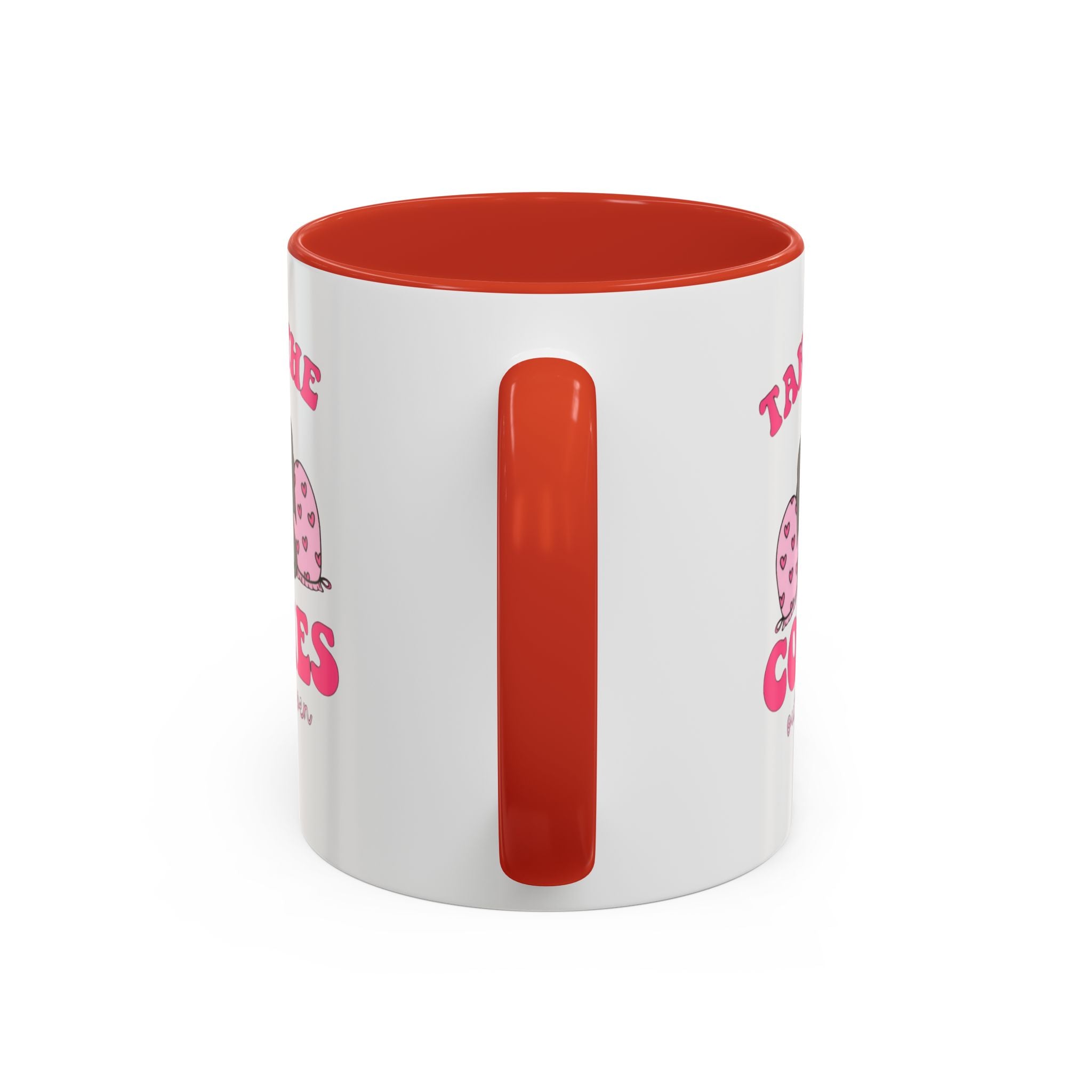 Accent Coffee Mug — "Taking the Cookies" Cute Pink Baking Design Coffee Cup for Fun Celebrations