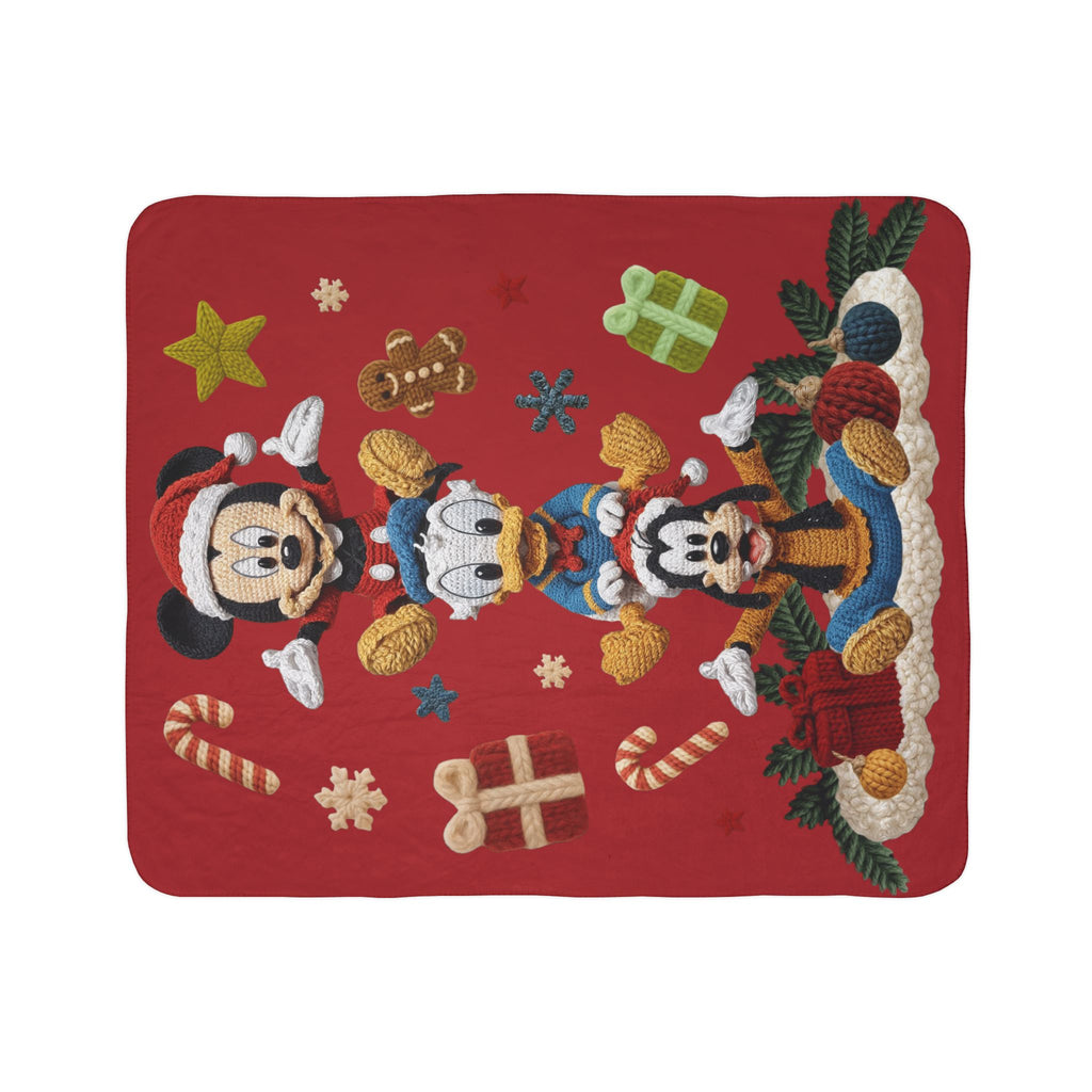 Winter Wonderland Cartoon Fleece Blanket Christmas Disney Fleece Sherpa Blanket  Mickey, Donald & Goofy Holiday Throw