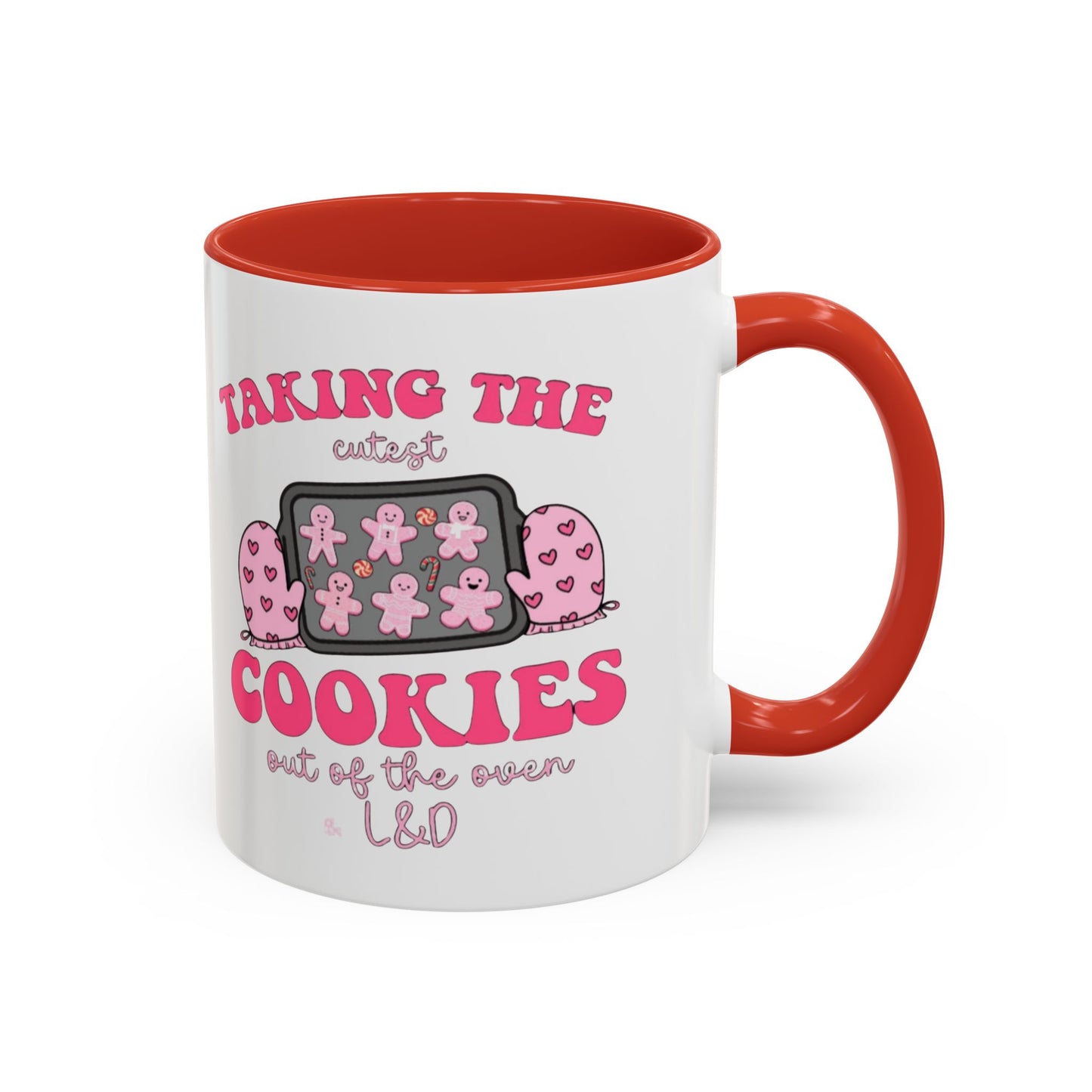 Accent Coffee Mug — "Taking the Cookies" Cute Pink Baking Design Coffee Cup for Fun Celebrations