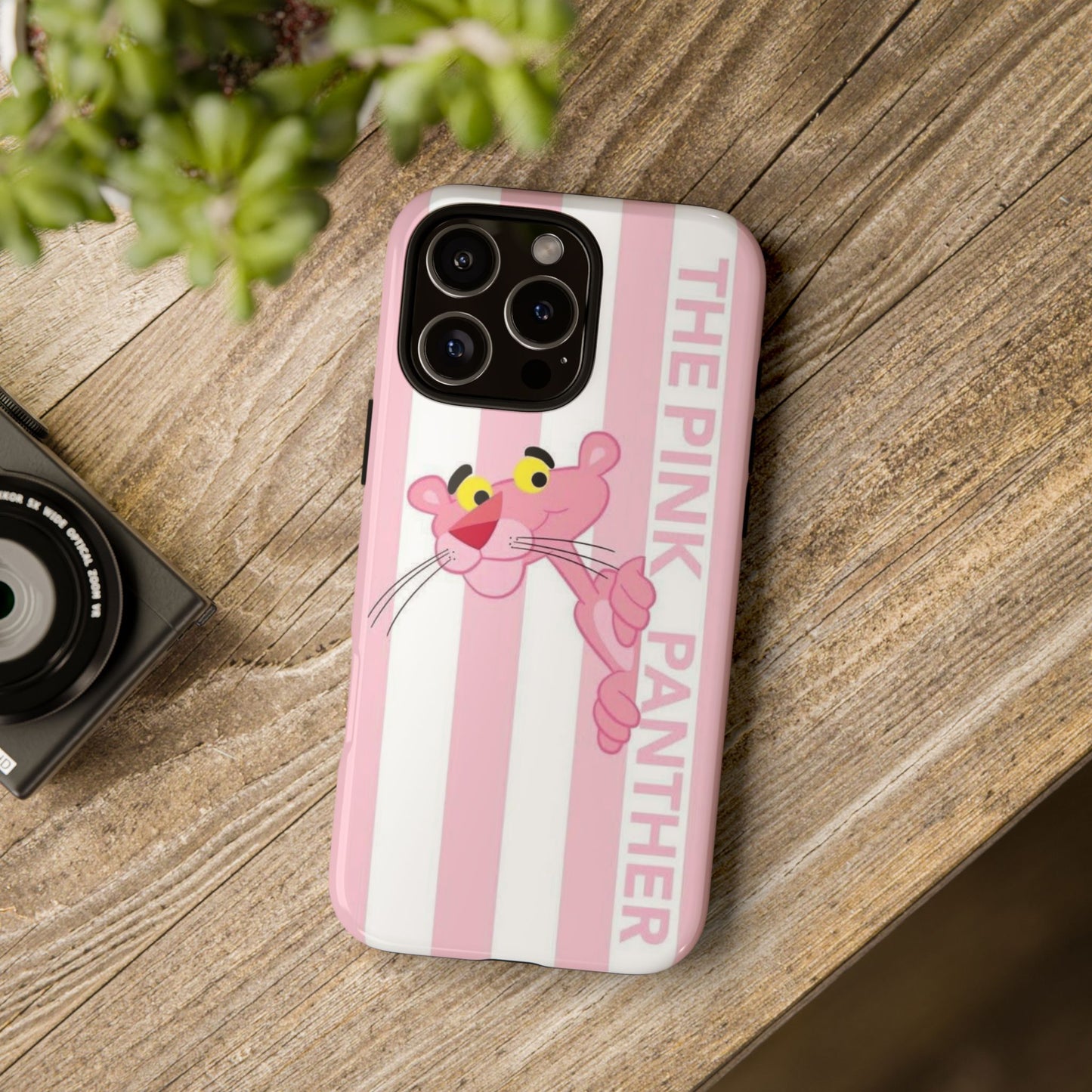 Pink Panther Tough Case Retro Striped Phone Case with "The Pink Panther" Design